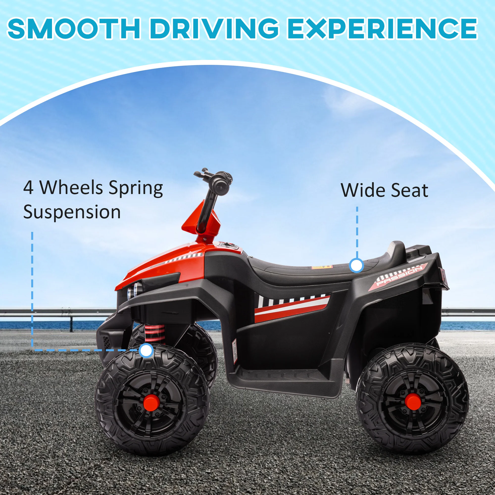 AIYAPLAY 12V Kids Electric Quad Bike With 4 Wheels Spring Suspension - Image 3