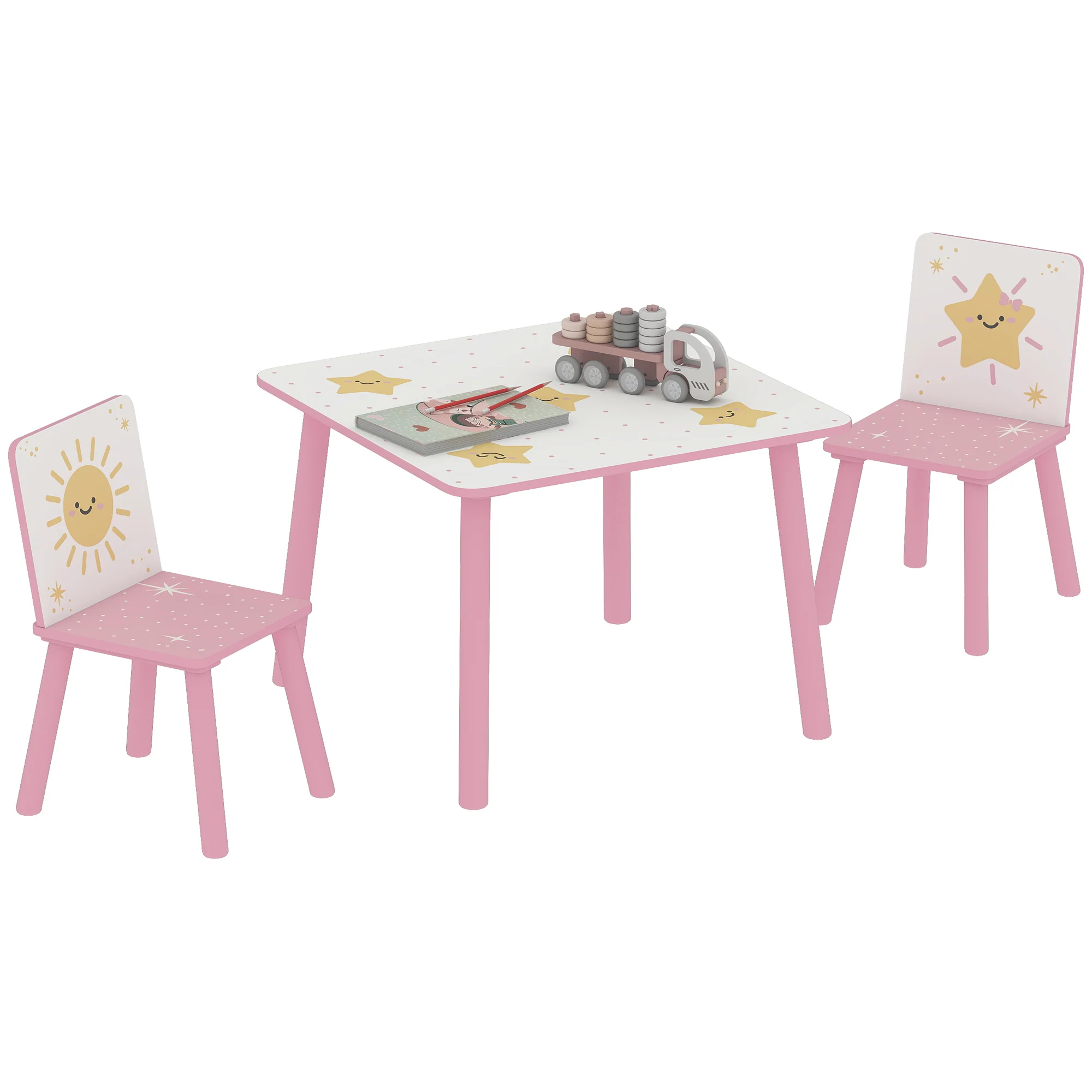 AIYAPLAY 3-Piece Kids Table With 2 Chairs Set For Bedroom Nursery - Image 10