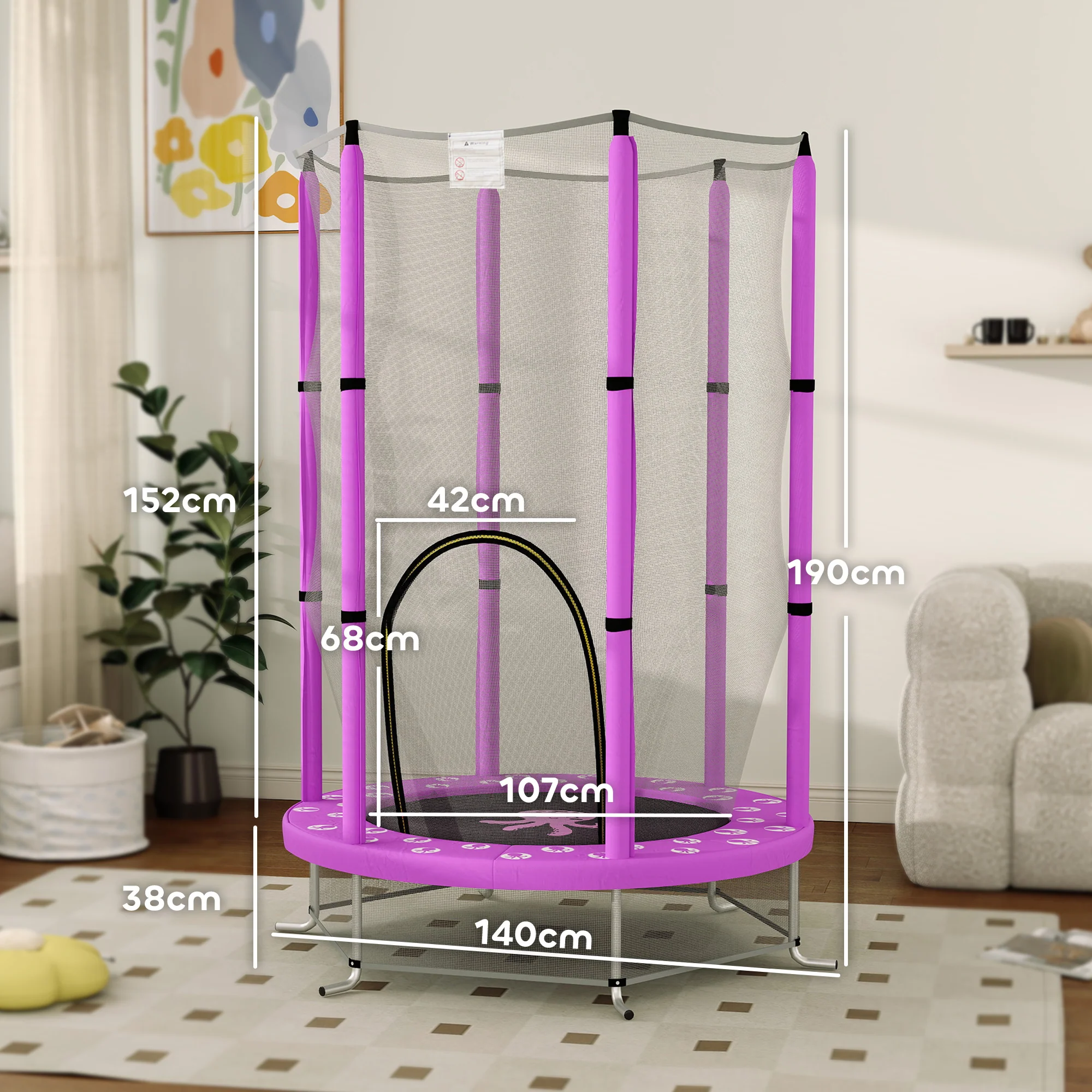 AIYAPLAY 4.6FT Kids Trampoline with Safety Enclosure Net - Image 5