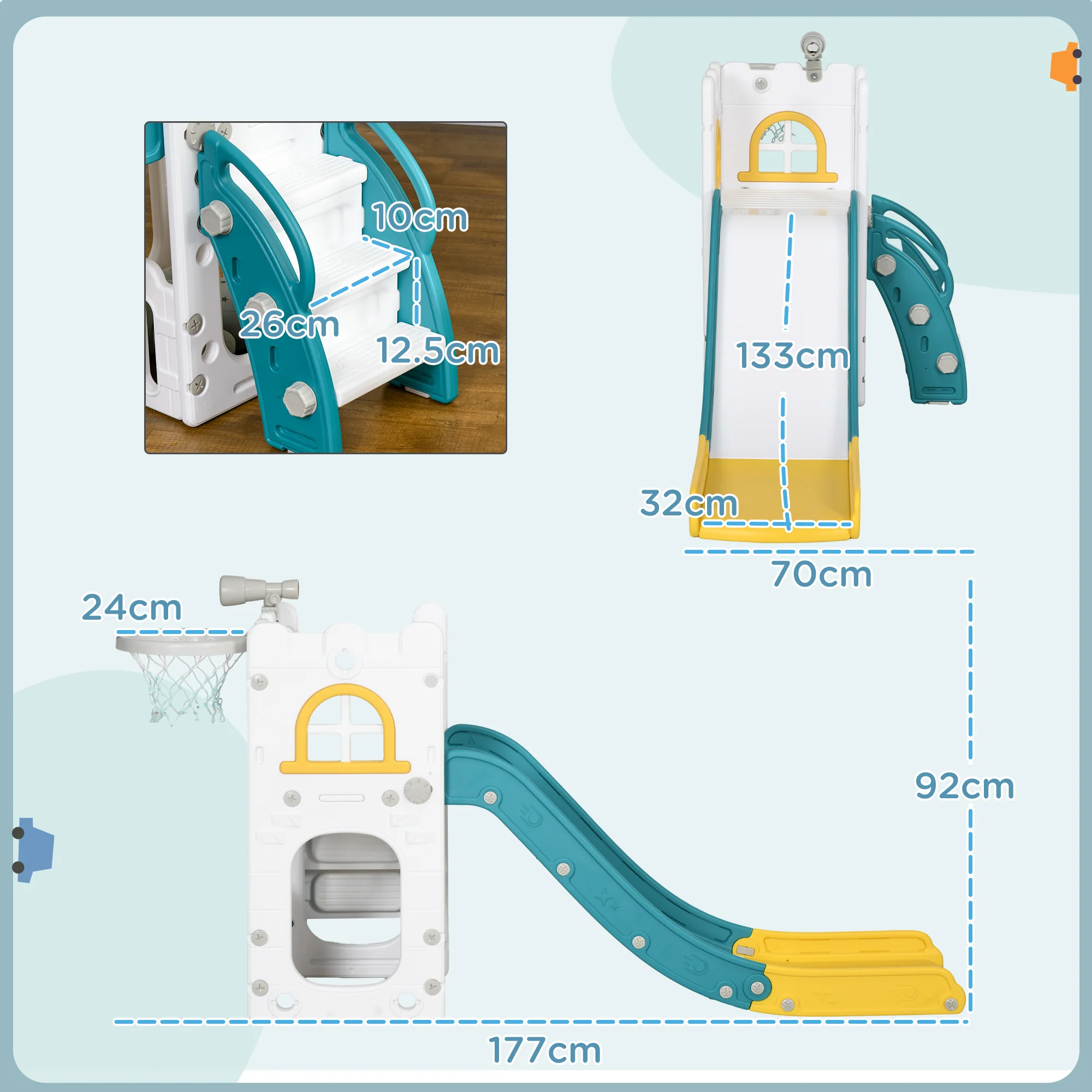 AIYAPLAY 4 In 1 Kids Slide For Indoor Use, For Toddler 1-3 Years Old, Yellow - Image 6