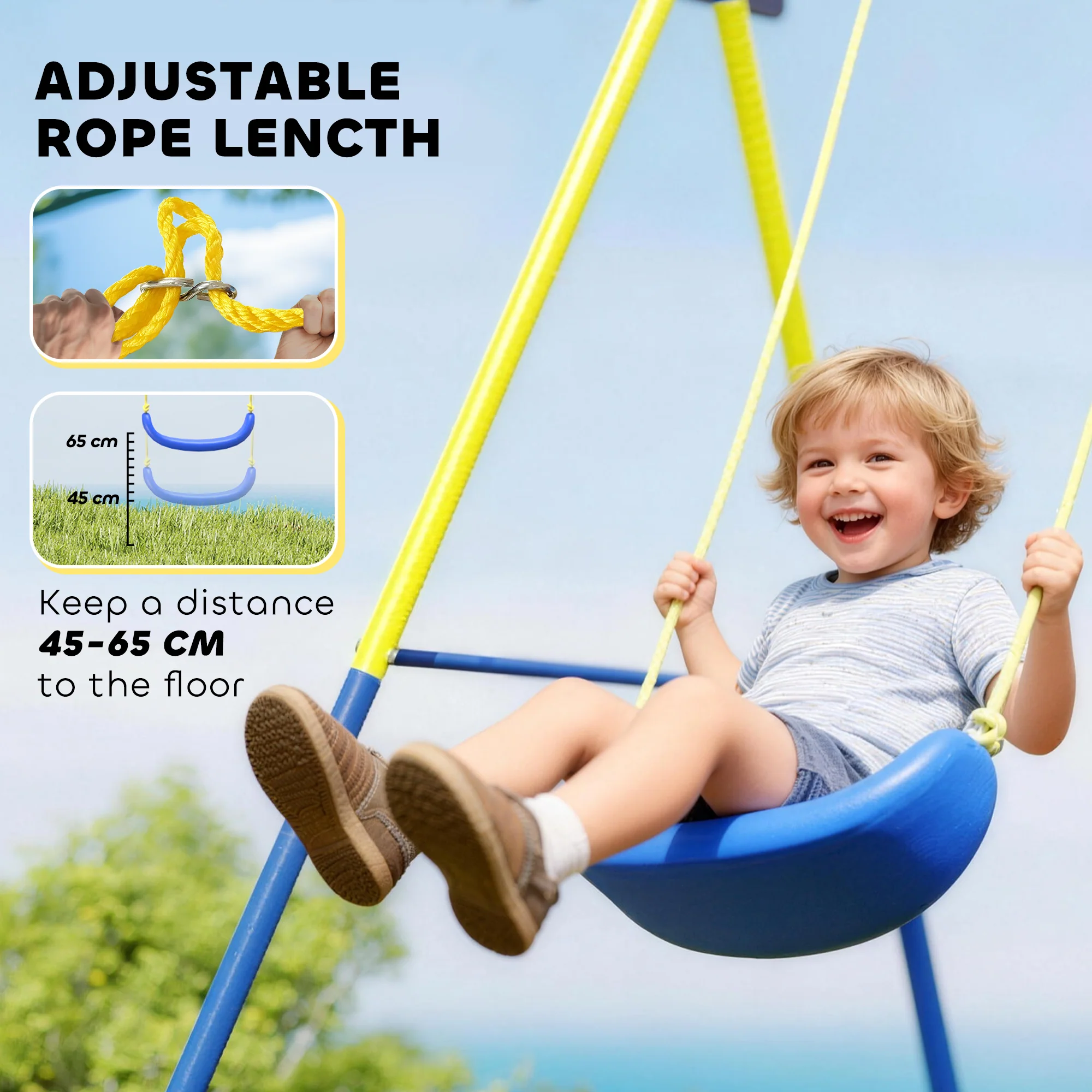 AIYAPLAY 4-in-1 Kids Swing Set With Swing, Basketball Hoop, Football Goal - Image 6