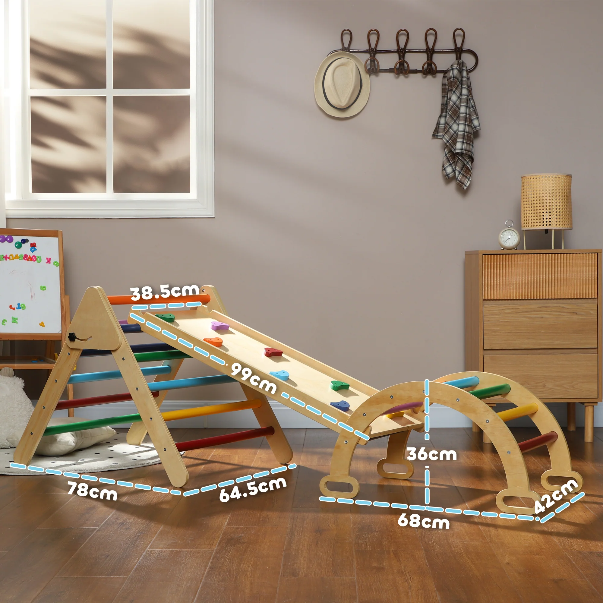 AIYAPLAY 5 in 1 Toddler Climbing Frame with Ramp, Arch, for 18-48 Months - Image 5