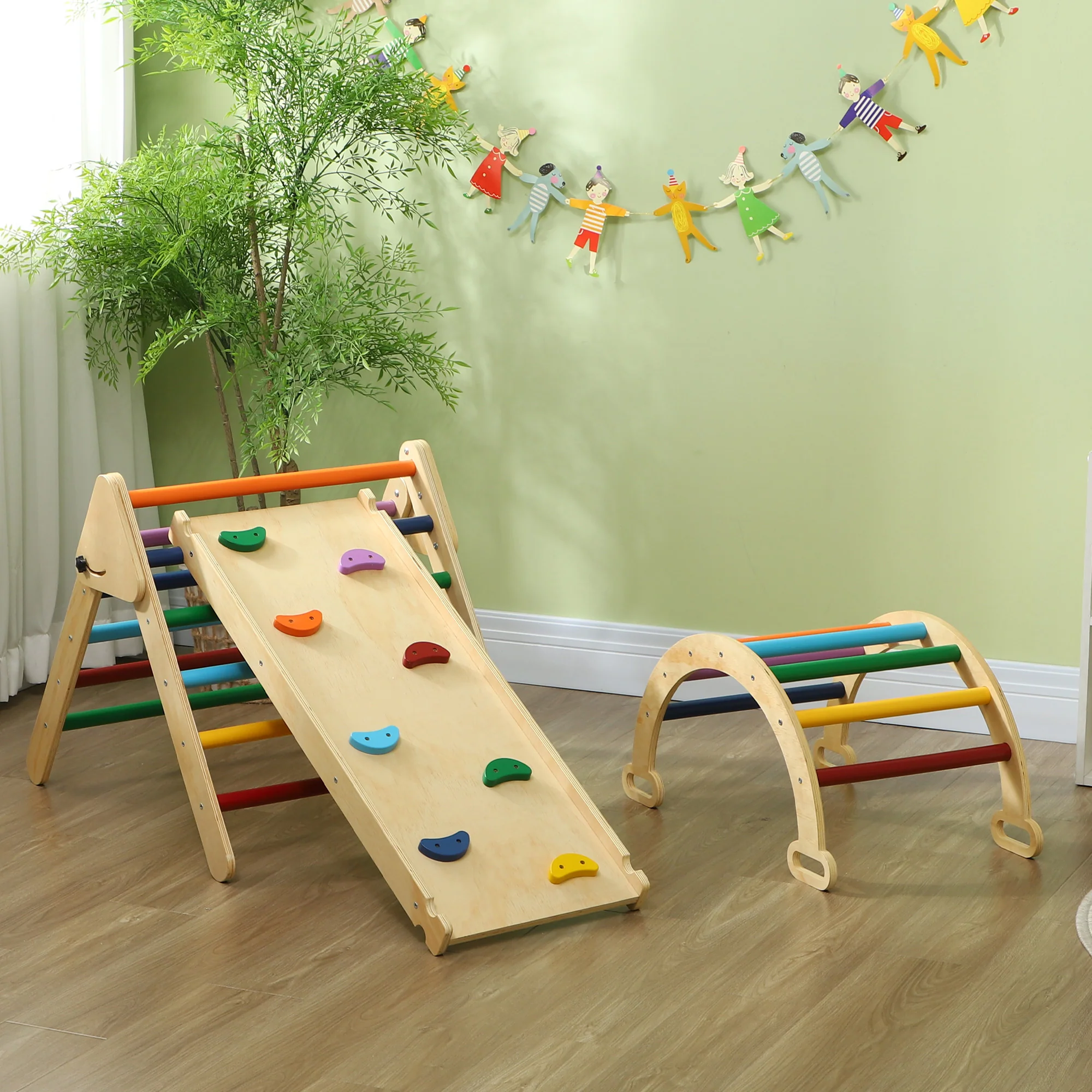 AIYAPLAY 5 in 1 Toddler Climbing Frame with Ramp, Arch, for 18-48 Months - Image 9