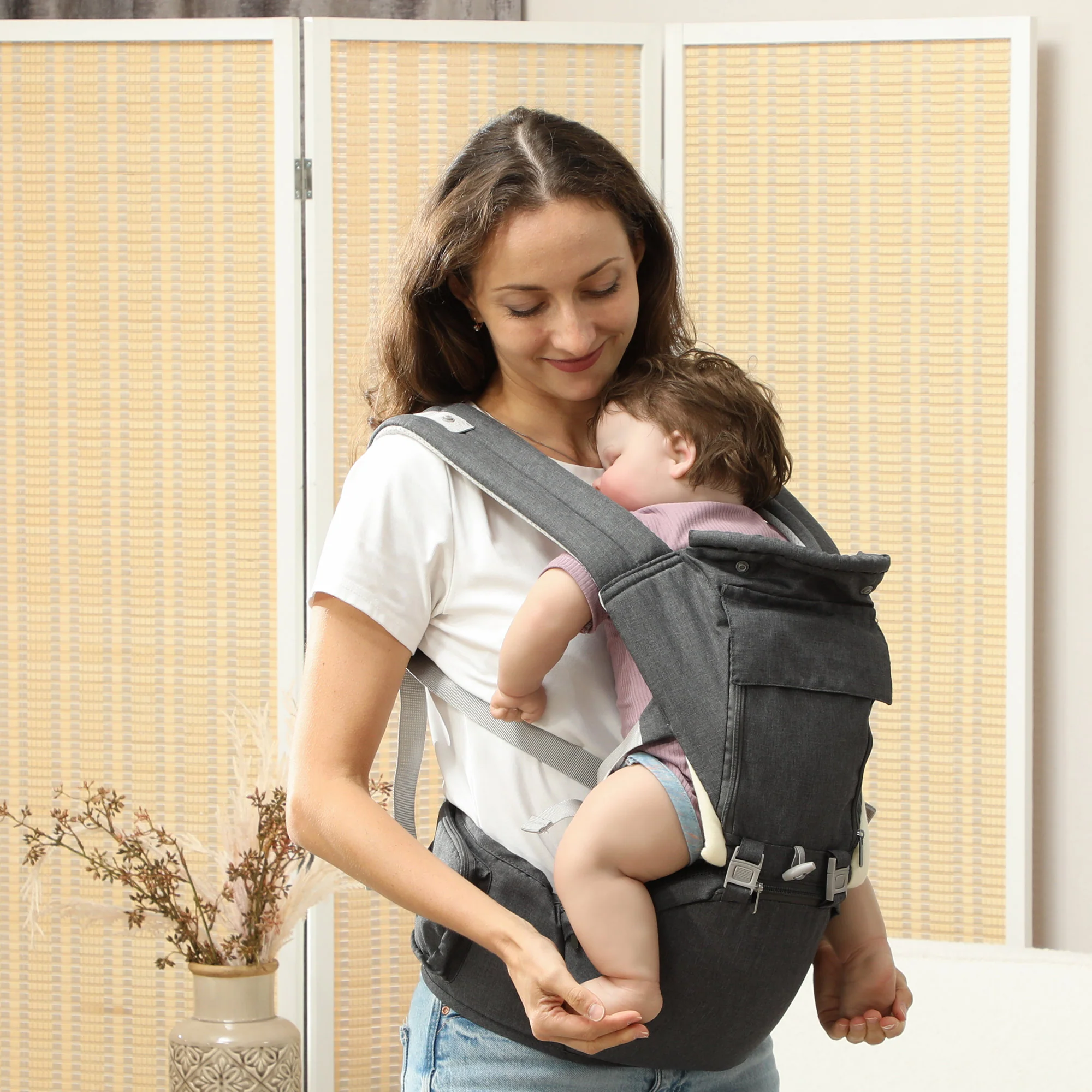 AIYAPLAY 6 In 1 Baby Carrier Newborn To Toddler With Removable Seat, Grey - Image 2