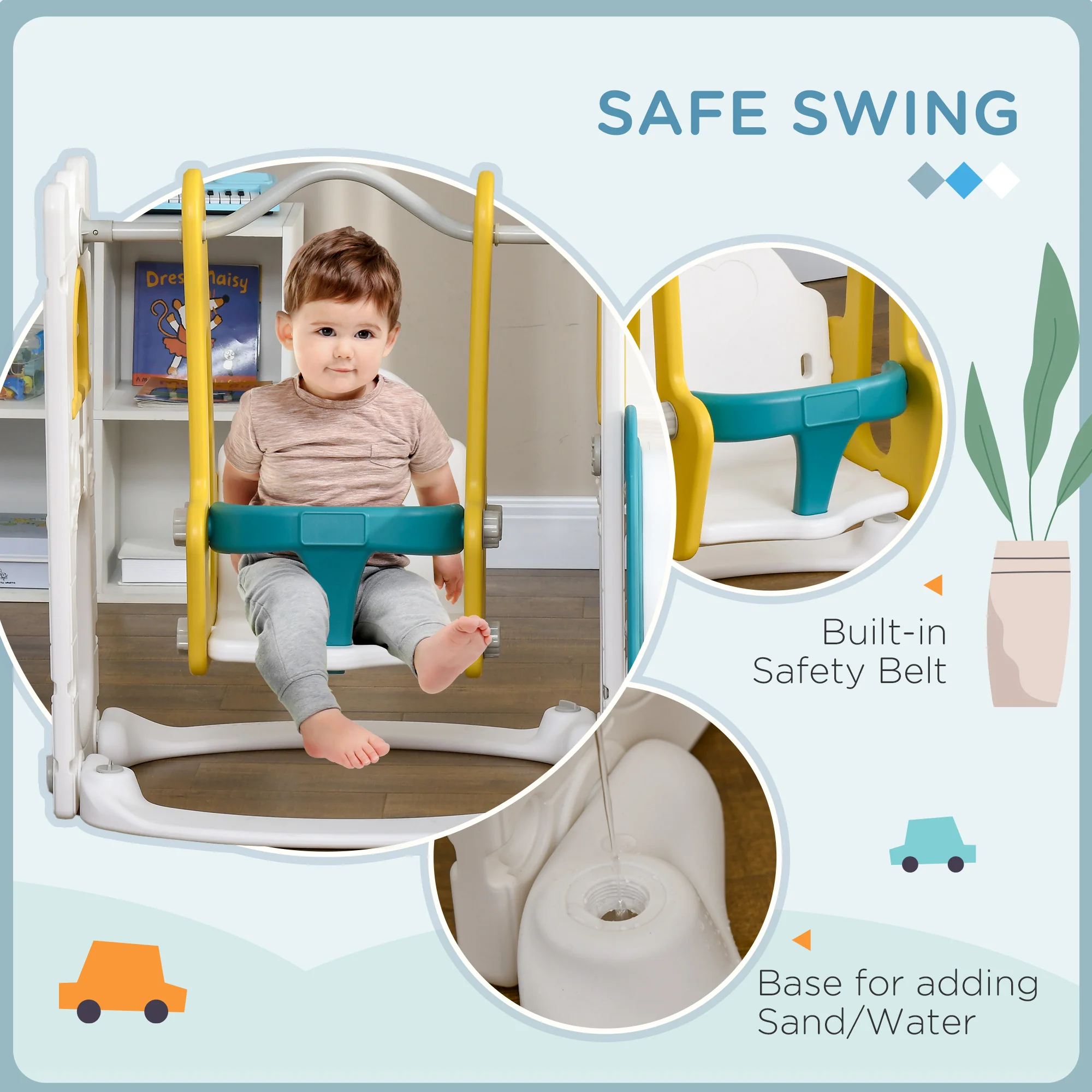 AIYAPLAY 6-in-1 Toddler Climber And Set W/ Basketball Hoop, Telescope Yellow - Image 6