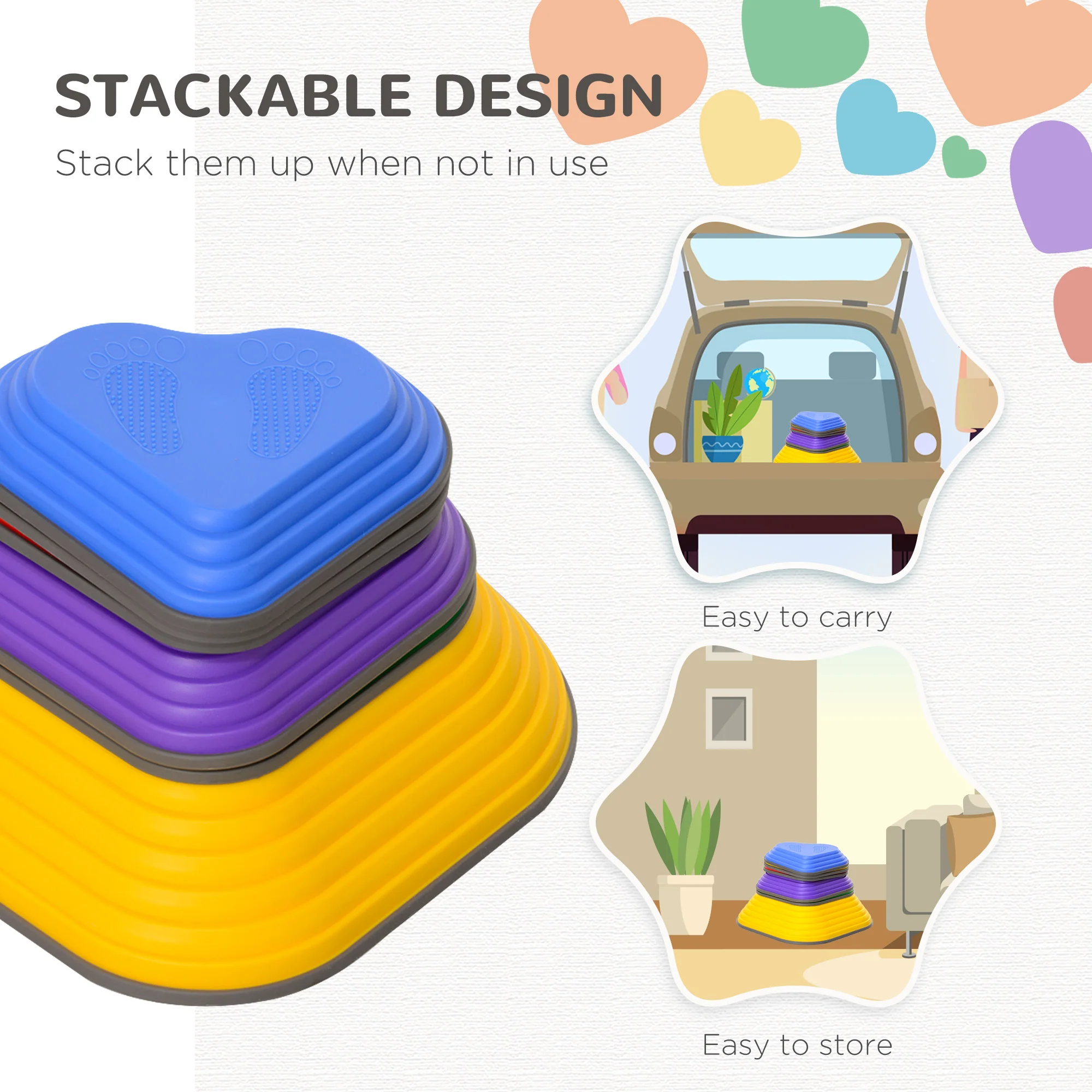 AIYAPLAY 6PCs Kids Stepping Stones, Non-Slip Stackable River Stones - Image 5