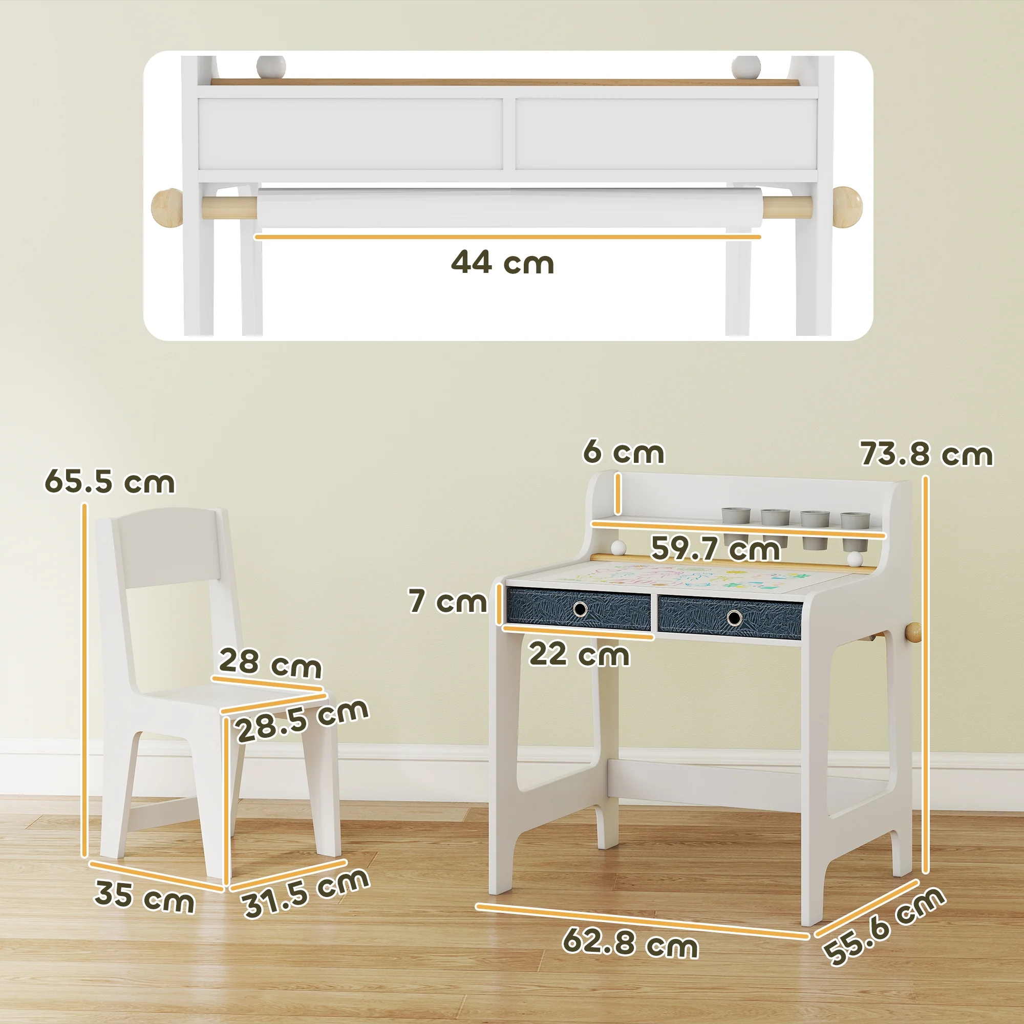 AIYAPLAY Art Table And Chair Set For Children With Drawers - Image 5