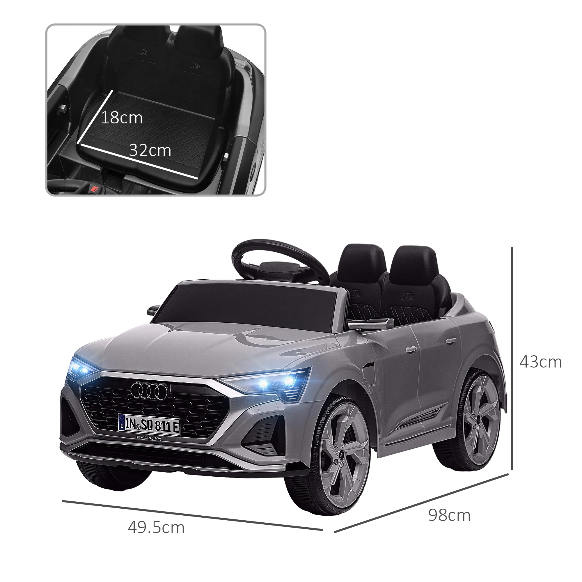 AIYAPLAY Audi Q8 E-tron Sportback Kids Electric Car W/ Remote - Image 14