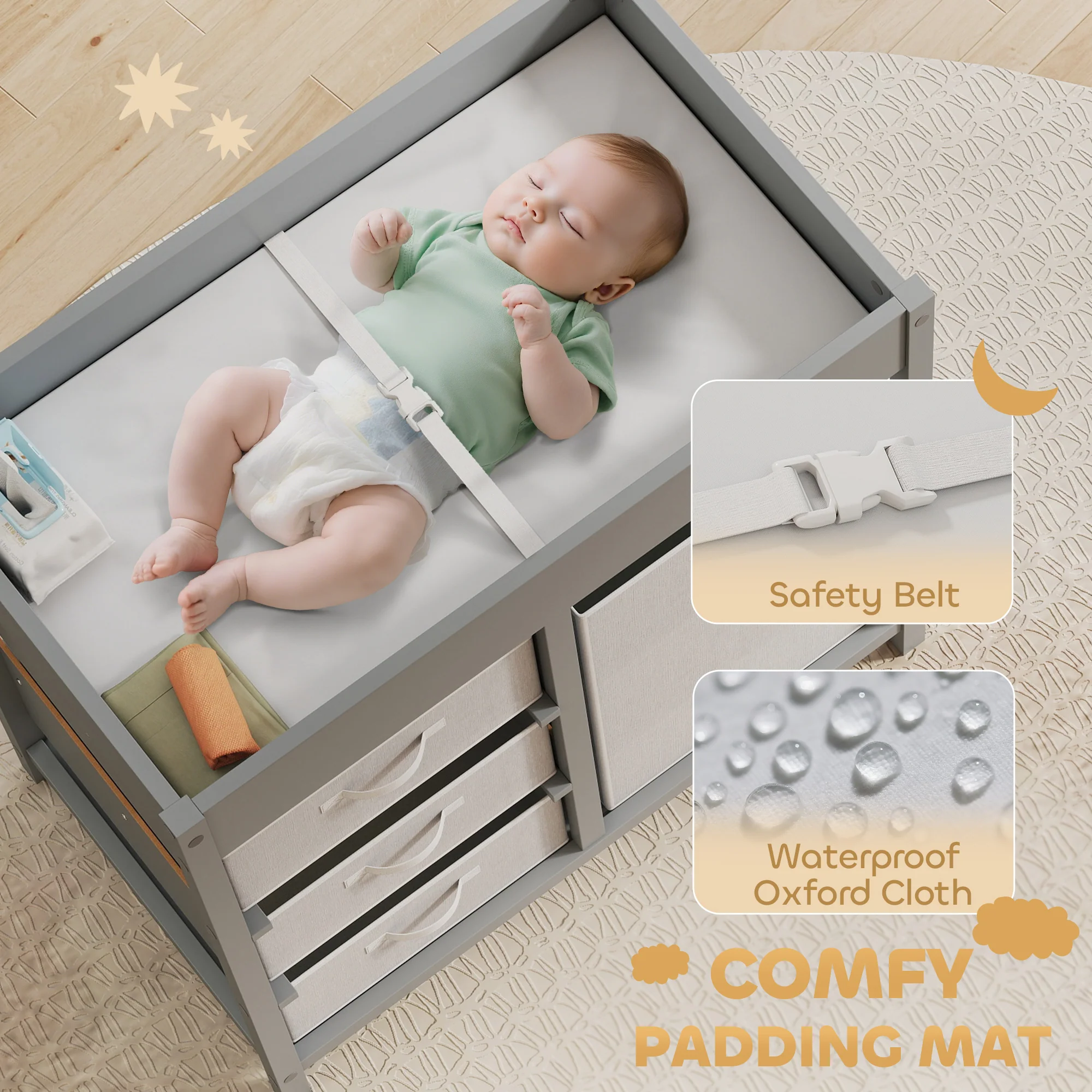 AIYAPLAY Baby Changing Unit With 4 Drawers, Diaper Changing Table, - Image 6