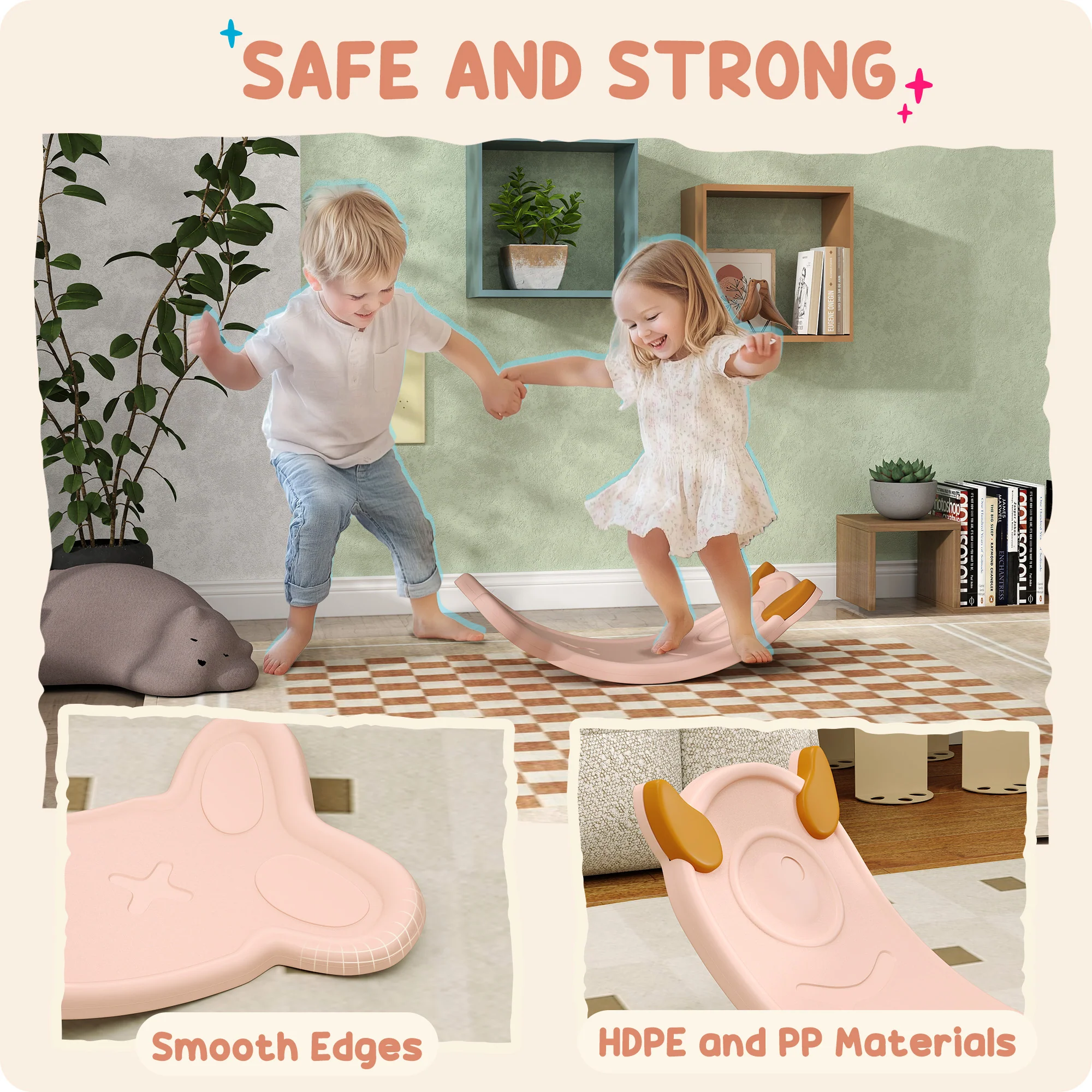 AIYAPLAY Balance Board For Kids Balance Training & Sensory Play - Yellow/Pink/Blue - Image 23