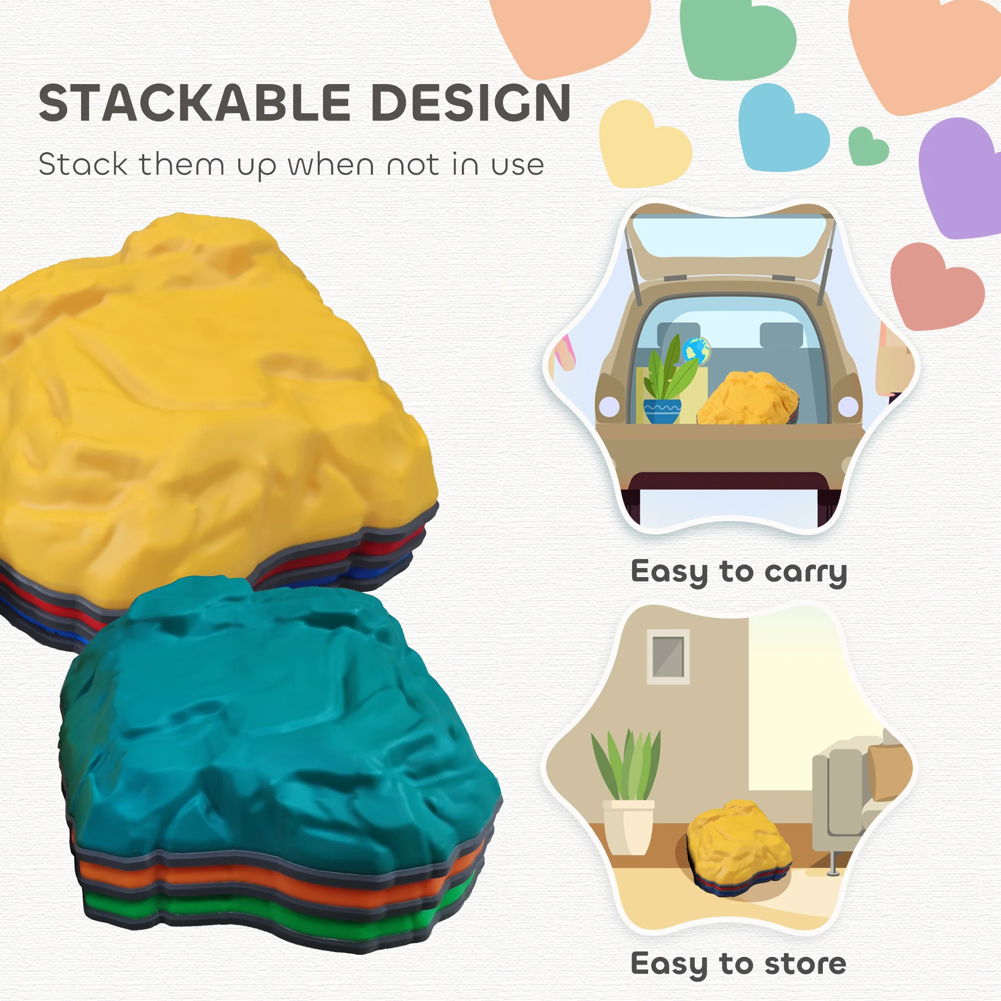 AIYAPLAY Balance Stepping Stones, 6 PCS River Stones for Kids Ages 3-8 Years - Image 4