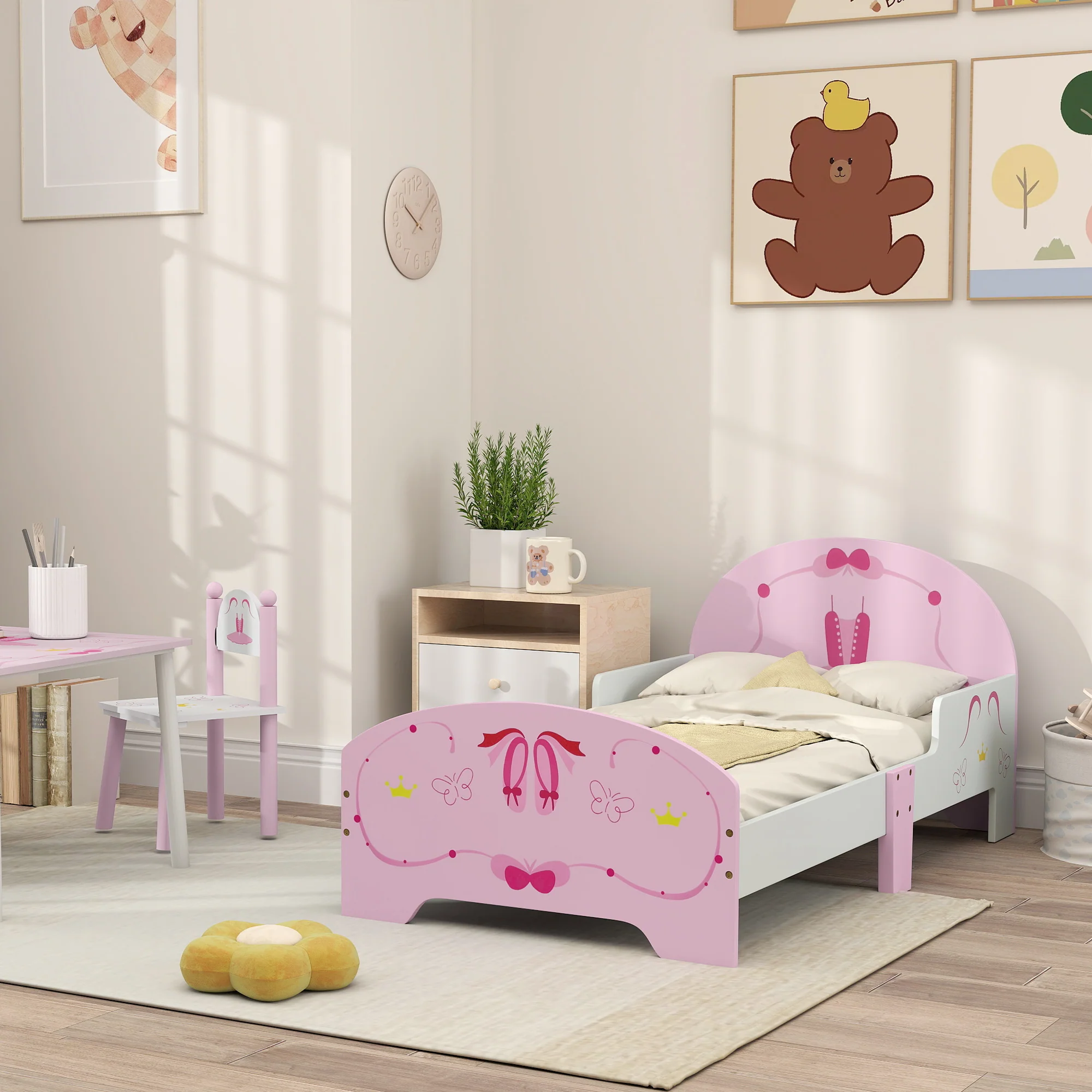 AIYAPLAY Ballet Theme Toddler Bed Frame With Safety Rails, For 3-6 Years - Image 9