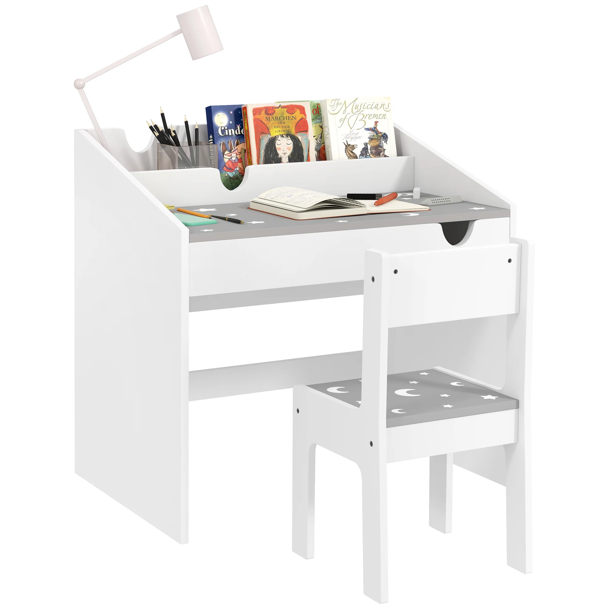 AIYAPLAY Children Study Table and Chair w/ Storage, Pull-out Drawer - Image 10