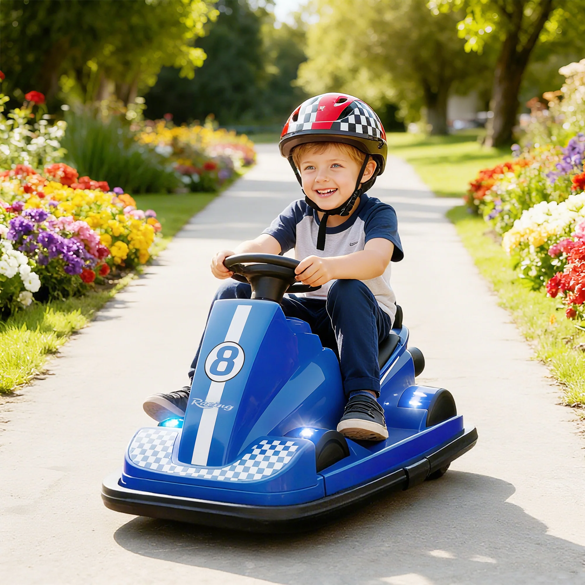 AIYAPLAY Electric Kids Bumper Car With 360 Degree Rotation Spin, Blue - Image 2
