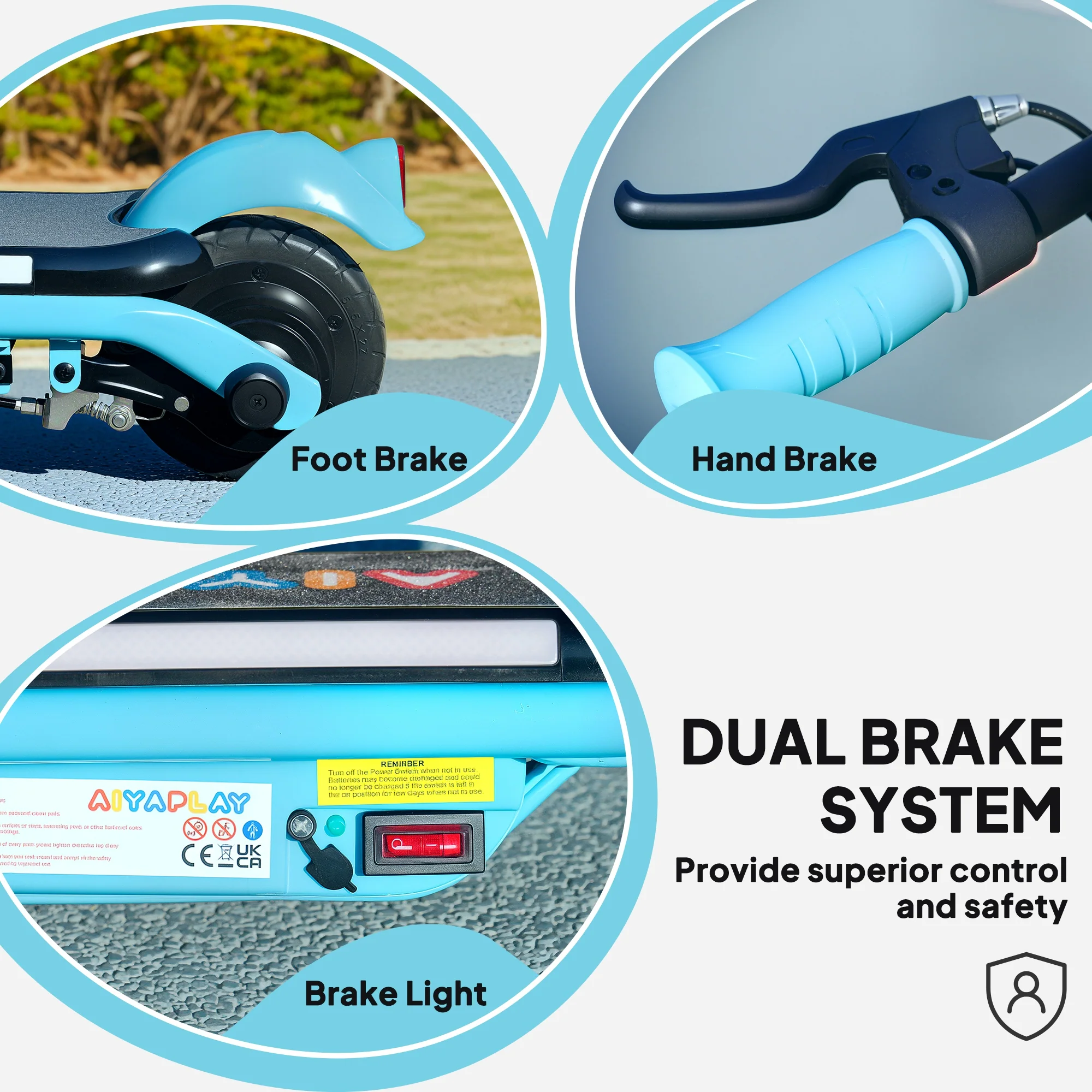 AIYAPLAY Electric Scooter for 6-14 with Dual Brakes & Colourful Light - Image 4