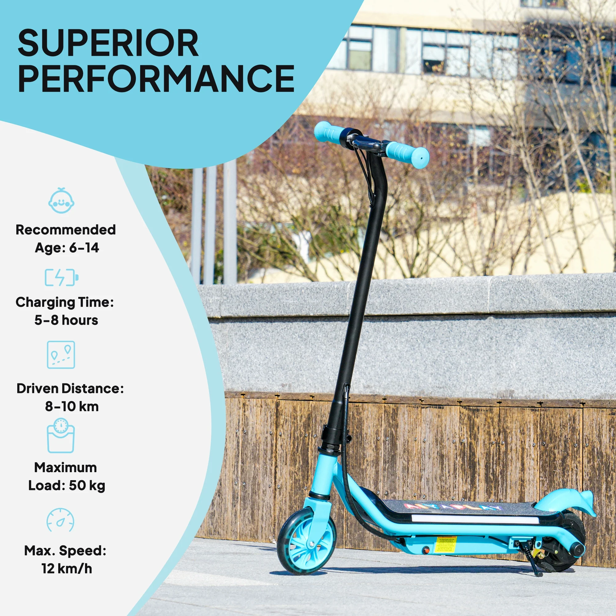 AIYAPLAY Electric Scooter for 6-14 with Dual Brakes & Colourful Light - Image 7