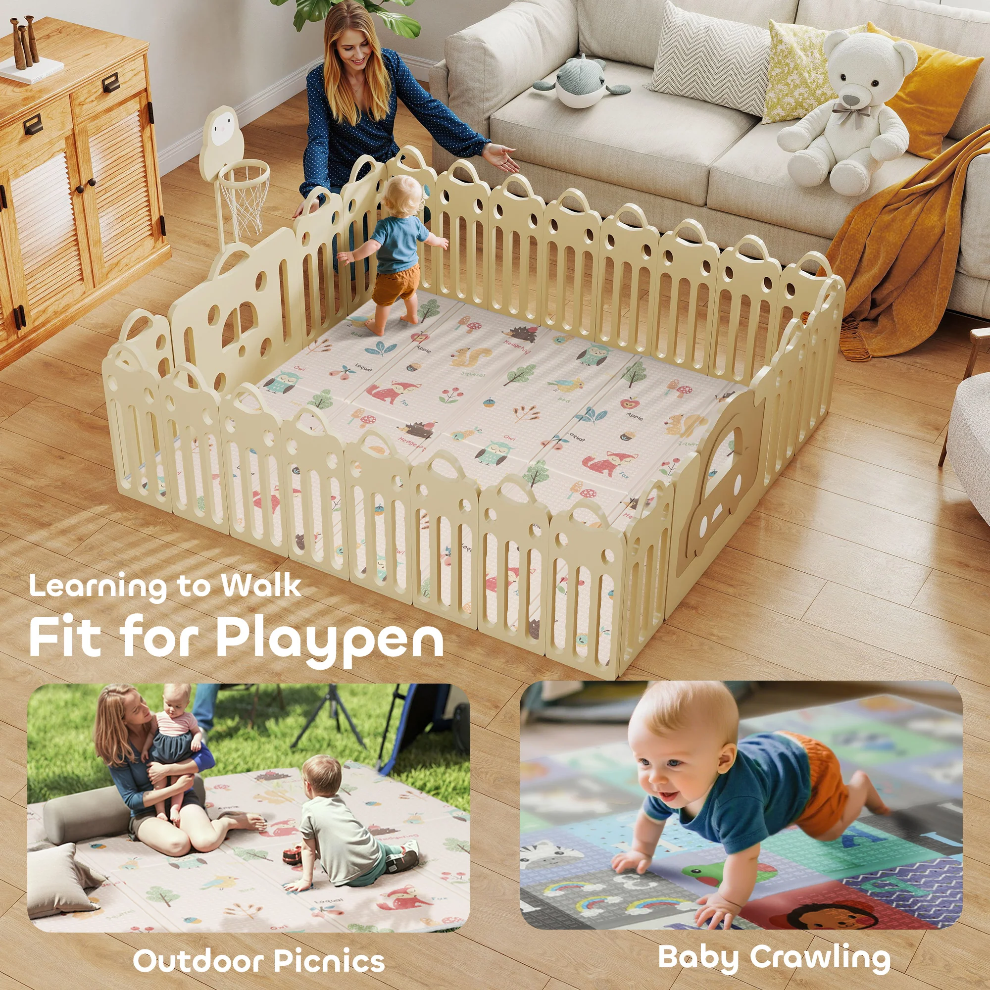 AIYAPLAY Foldable Baby Play Mat, Waterproof Activity Playmat - Image 8