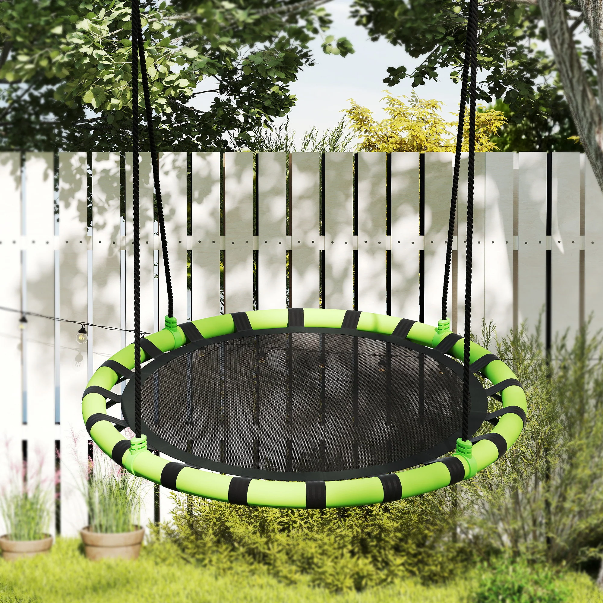 AIYAPLAY Kid Nest Swing Seat, 100cm Diameter Round Saucer Swing Set, Black - Image 18