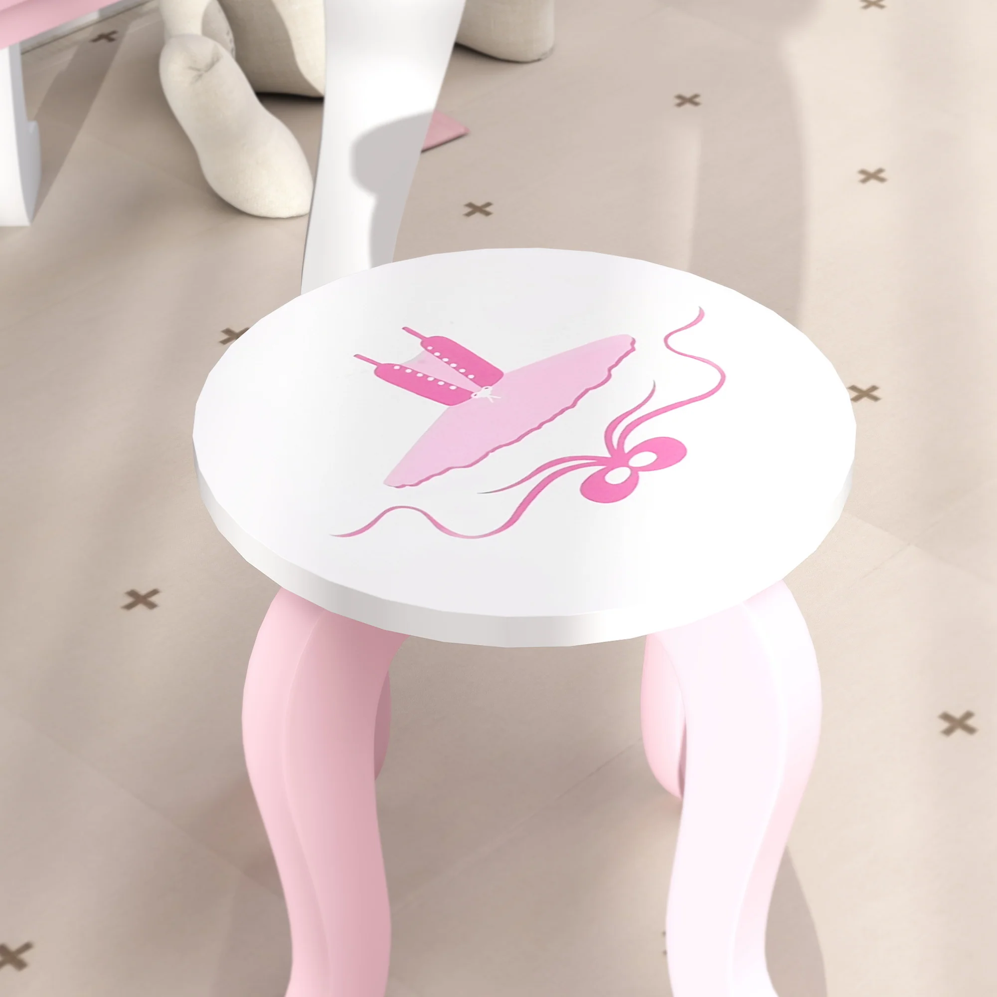 AIYAPLAY Kids Dressing Table Set, 2 PCS Children Vanity Table with Stool - Image 8