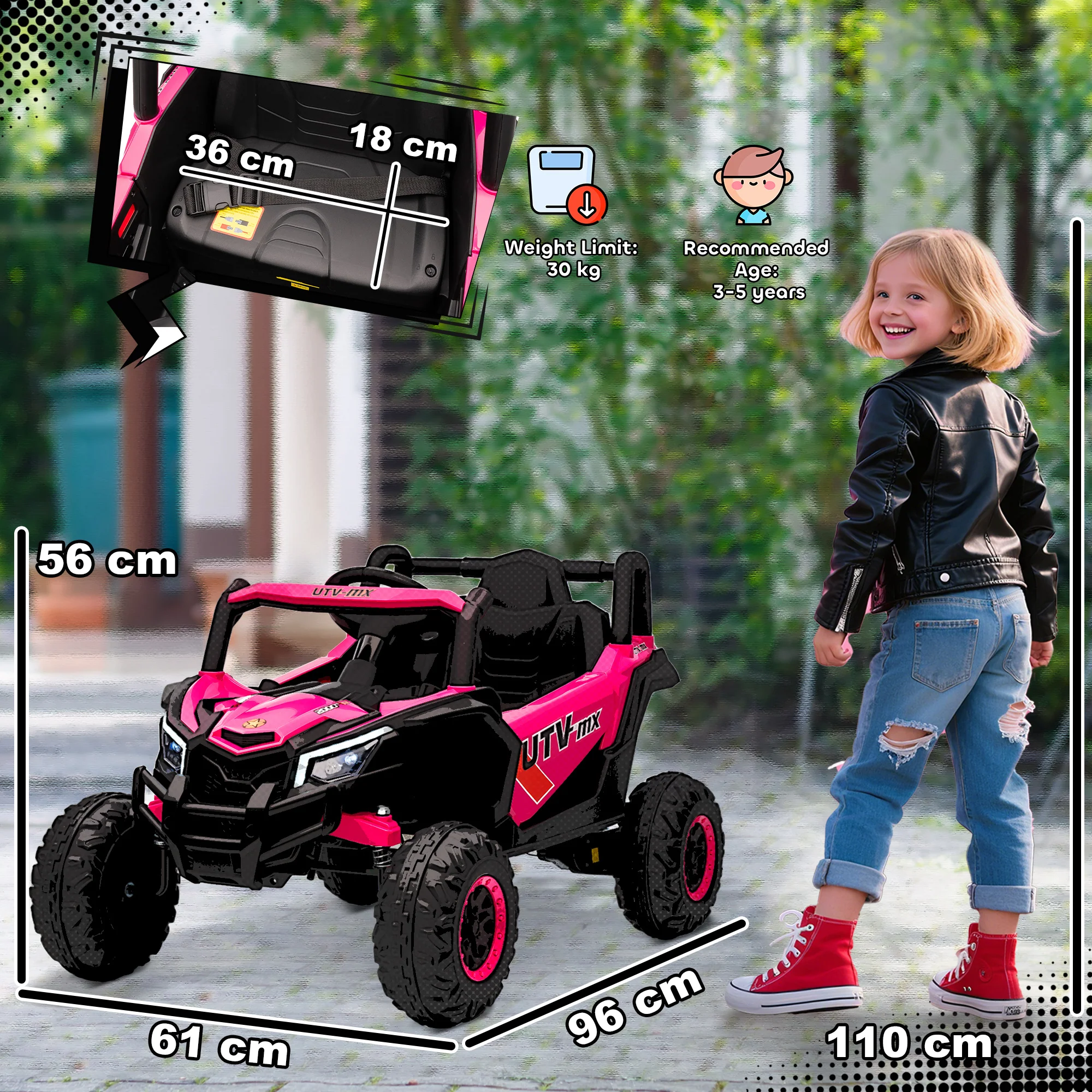 AIYAPLAY Kids Electric Car With Remote Control For Kids 3-5 Years, Pink - Image 5