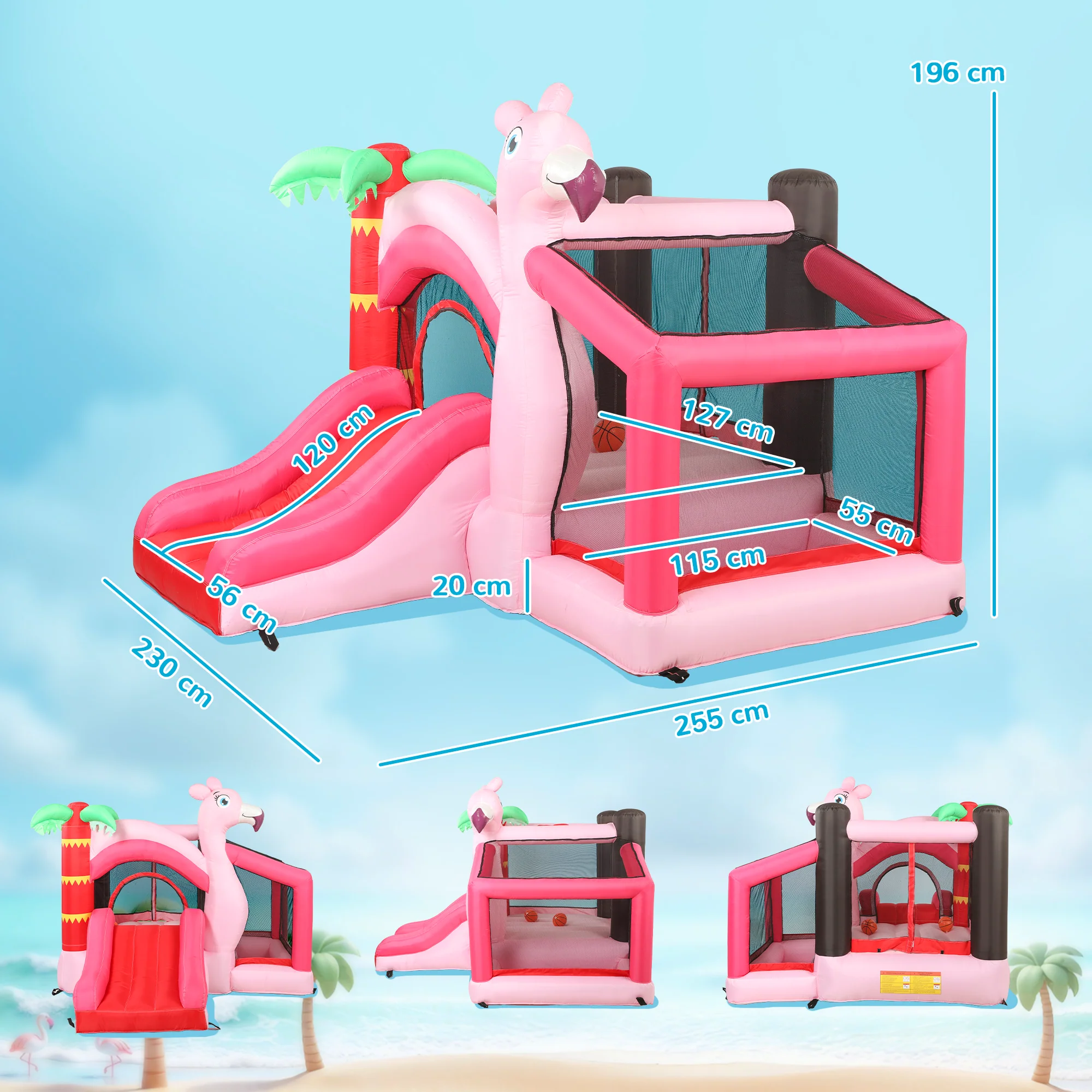 AIYAPLAY Kids Inflatable Bounce House With Blower For Indoor Outdoor, Pink - Image 5