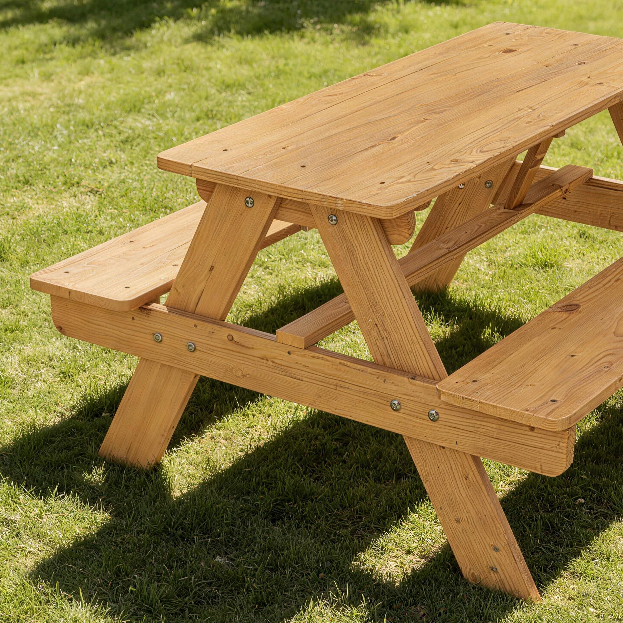AIYAPLAY Kids Picnic Table Outdoor Wooden Natural Wood - Image 9