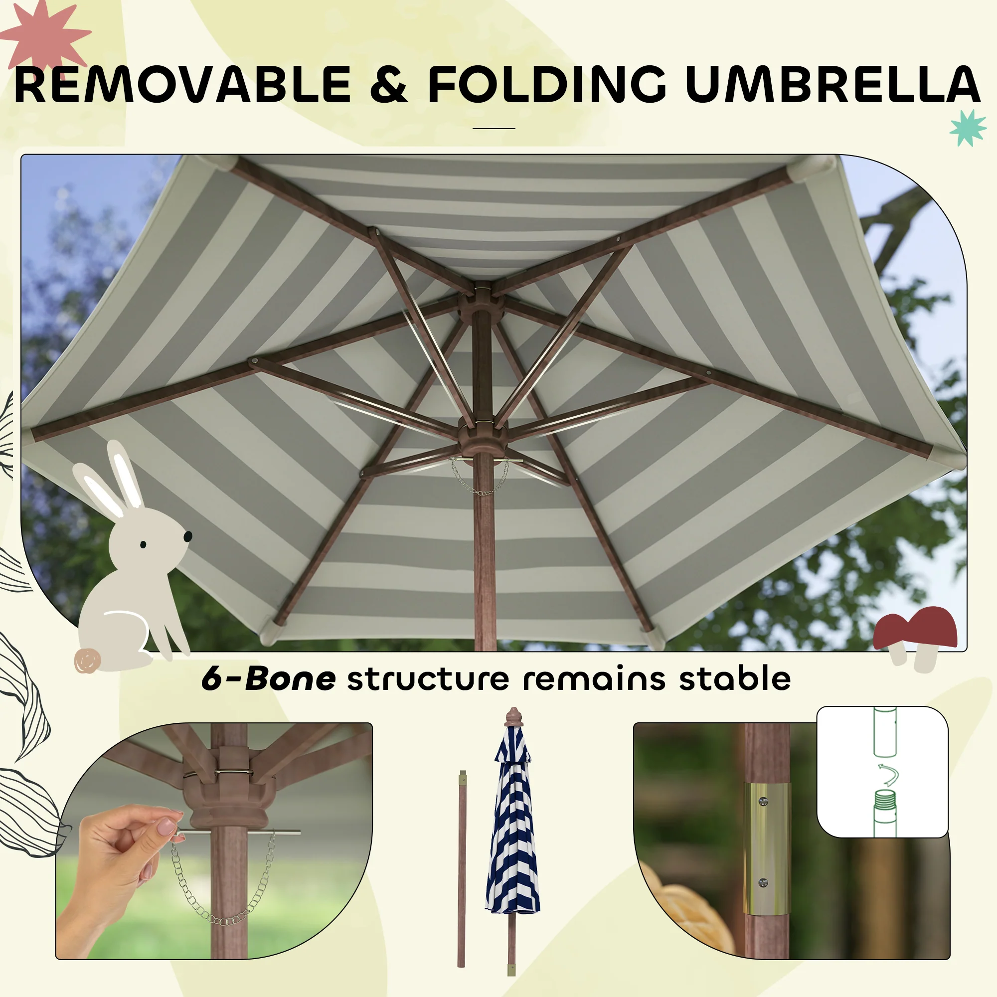 AIYAPLAY Kids Picnic Table, Wooden Kids Garden Furniture With Umbrella - Image 4