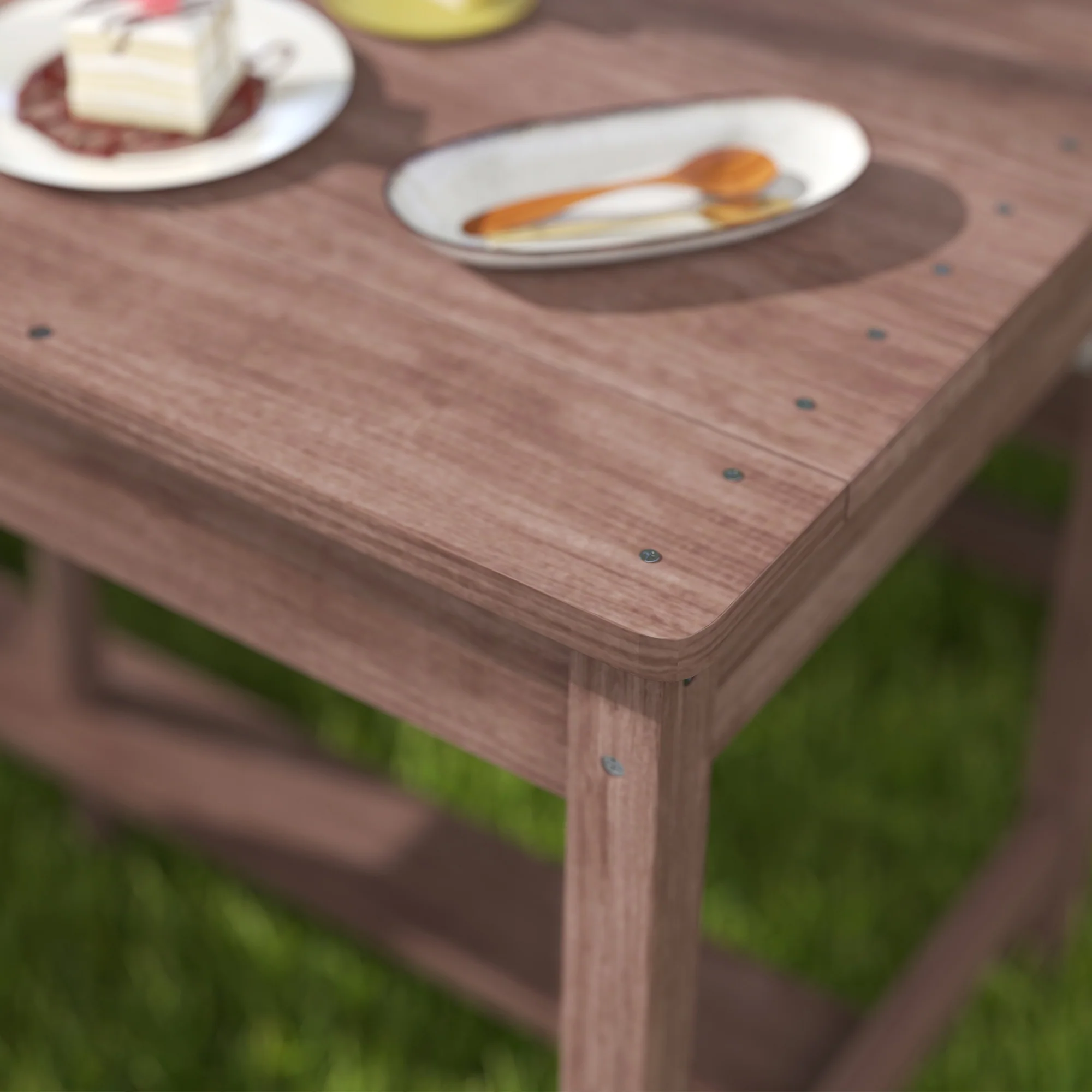 AIYAPLAY Kids Picnic Table, Wooden Kids Garden Furniture With Umbrella - Image 9