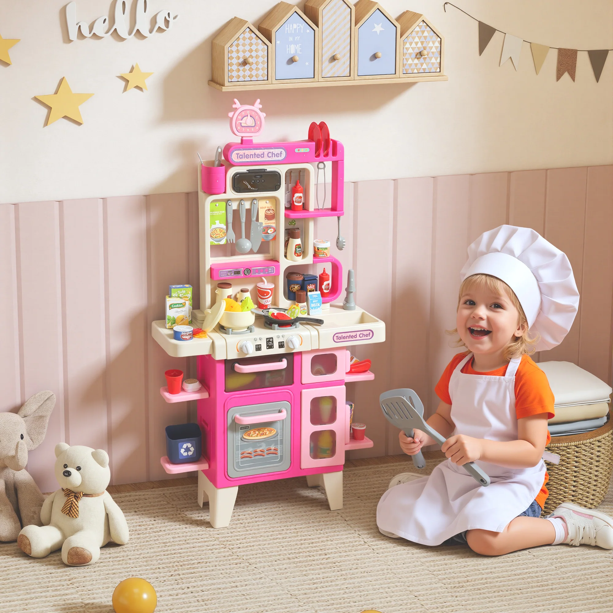 AIYAPLAY Kids Pretend Role Play Set With Realistic Lights & Sounds, Pink - Image 2