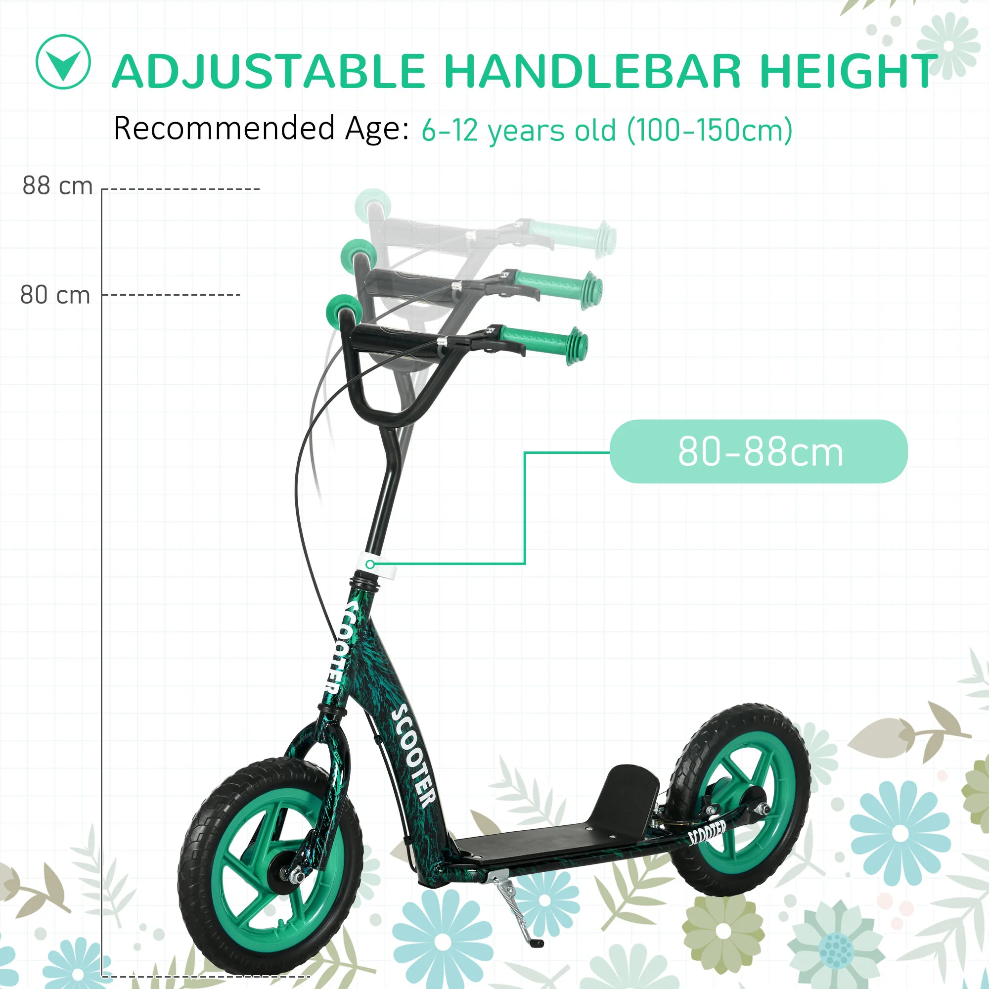 AIYAPLAY Kids Scooter With Adjustable Handlebar, Kick Scooter - Image 12