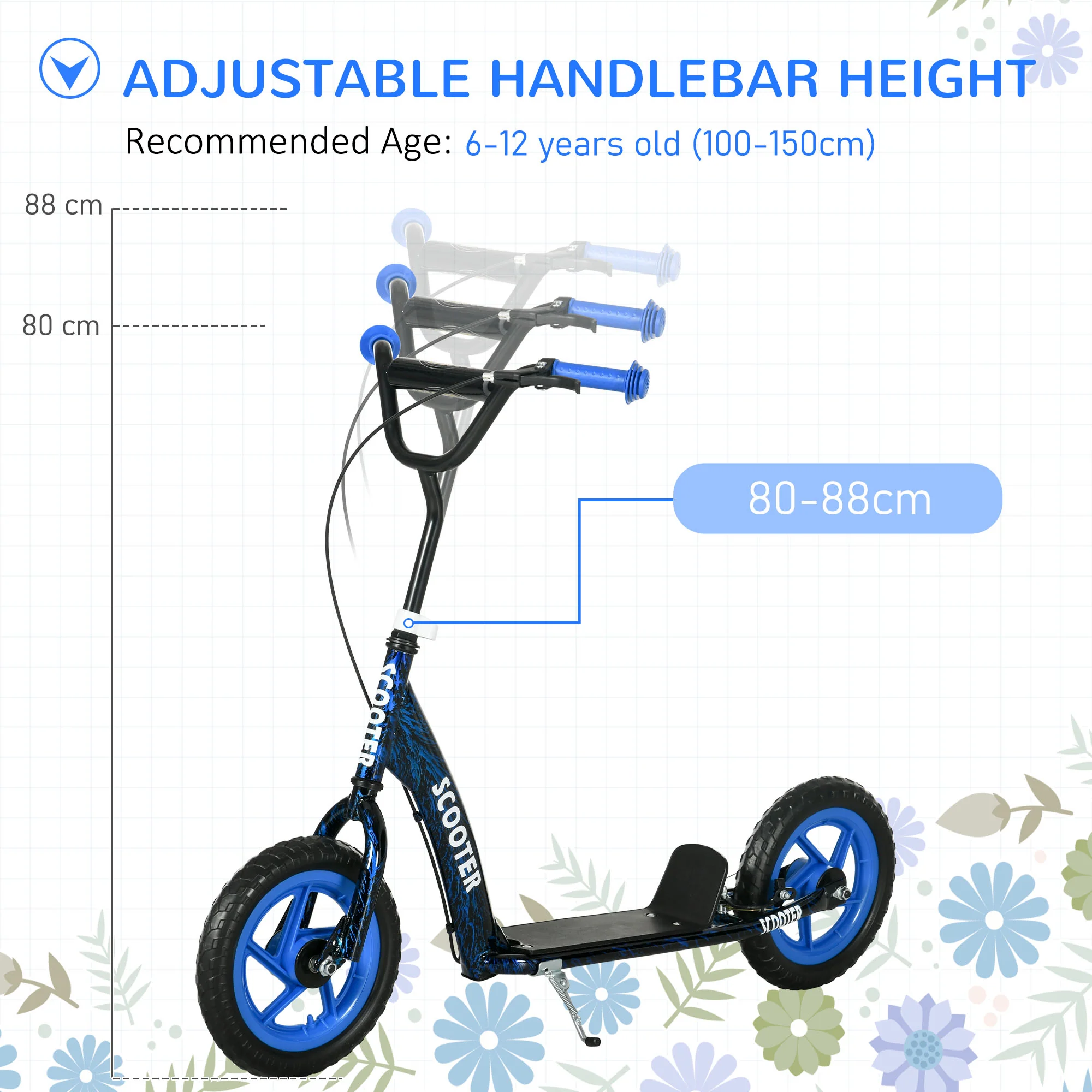 AIYAPLAY Kids Scooter With Adjustable Handlebar, Kick Scooter - Image 3