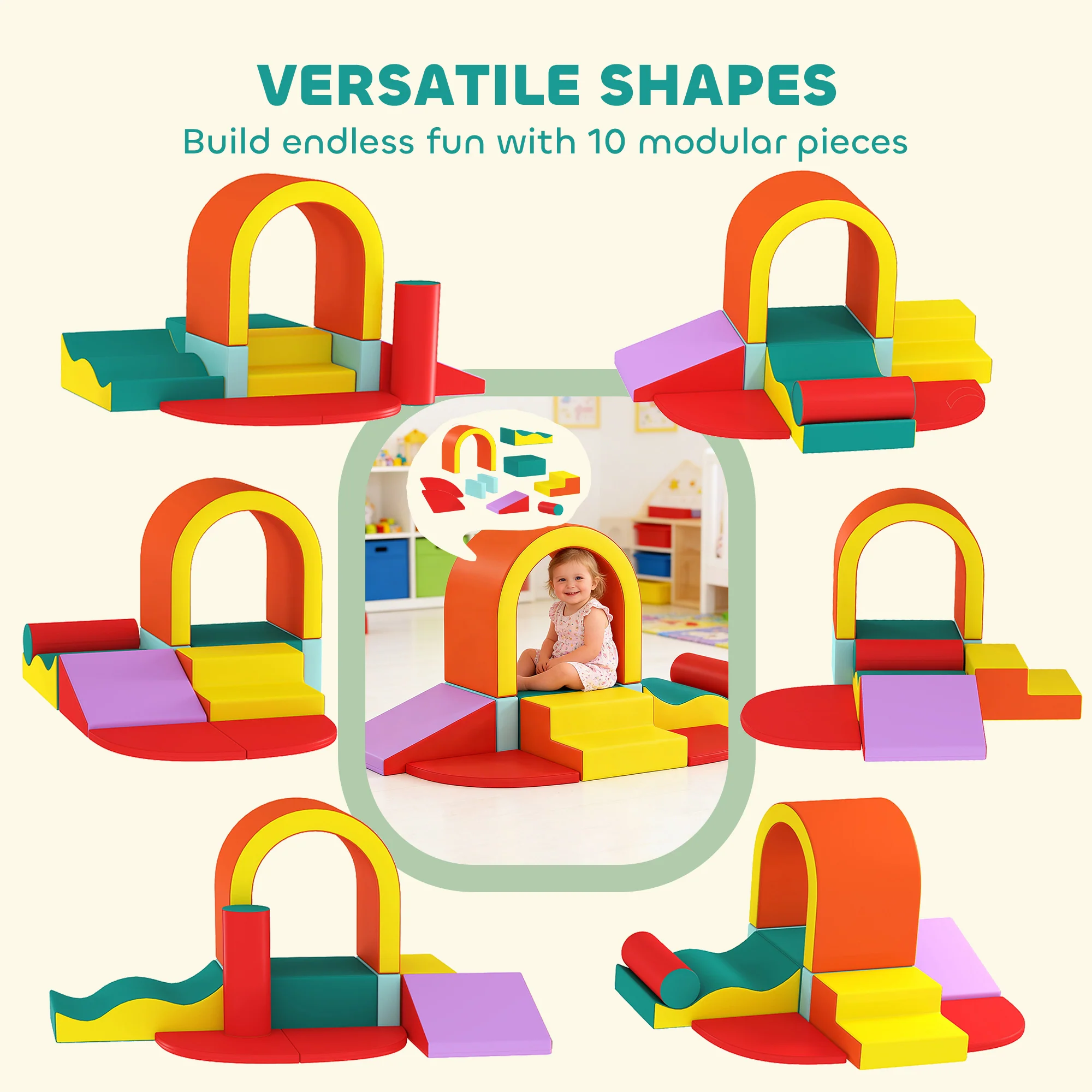 AIYAPLAY Kids Soft Play Set, 10PCs Soft Play Equipment For Toddlers - Image 3