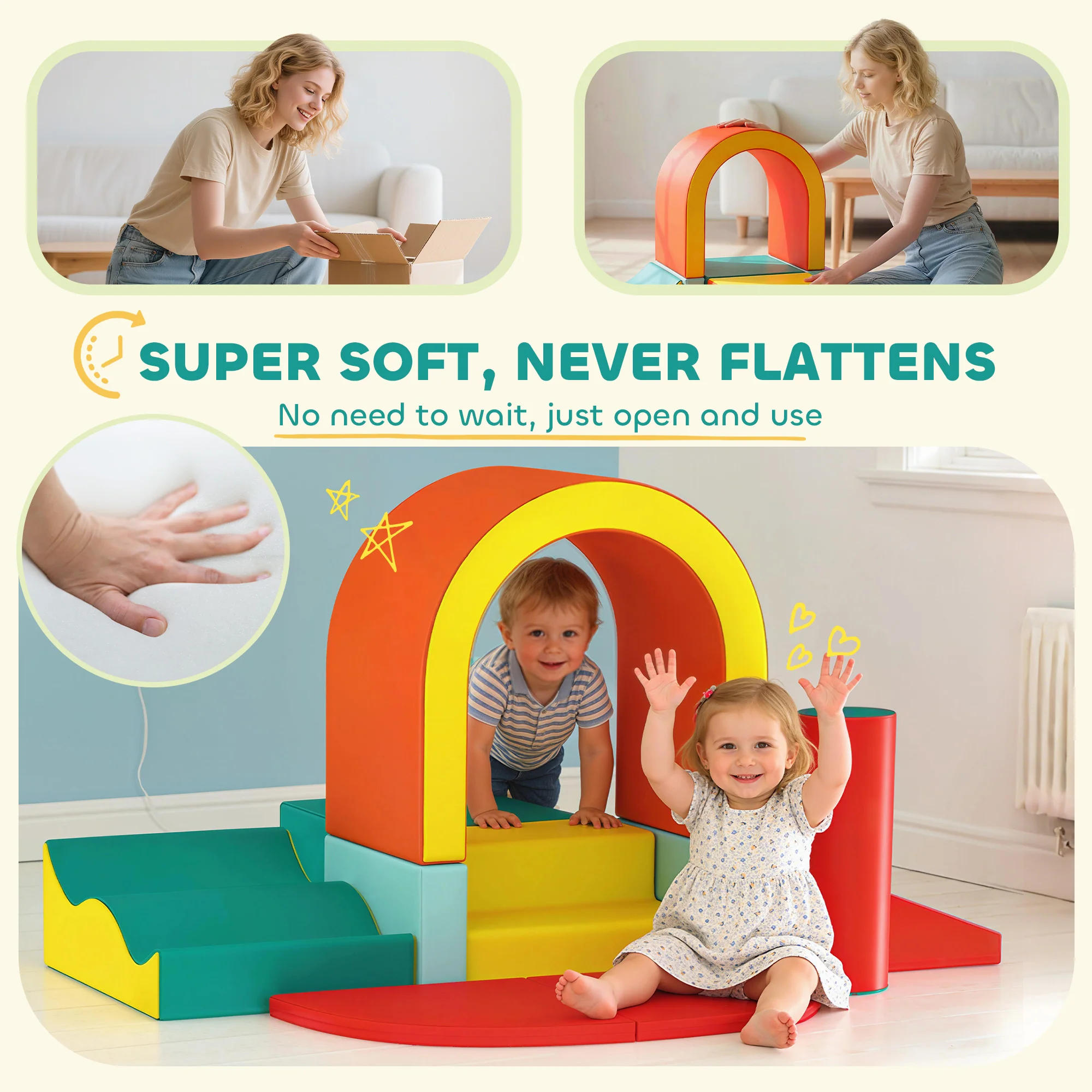 AIYAPLAY Kids Soft Play Set, 10PCs Soft Play Equipment For Toddlers - Image 4