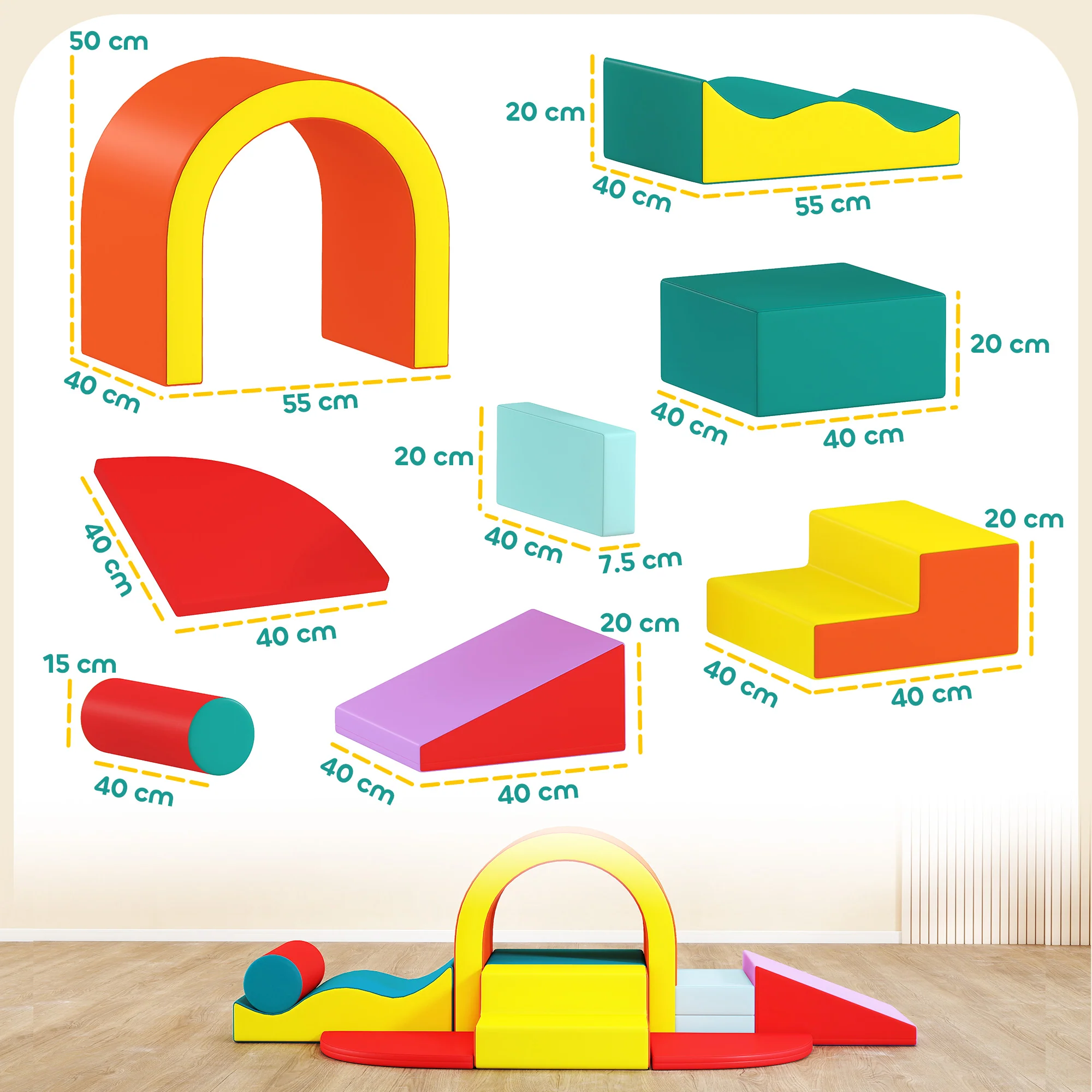 AIYAPLAY Kids Soft Play Set, 10PCs Soft Play Equipment For Toddlers - Image 5
