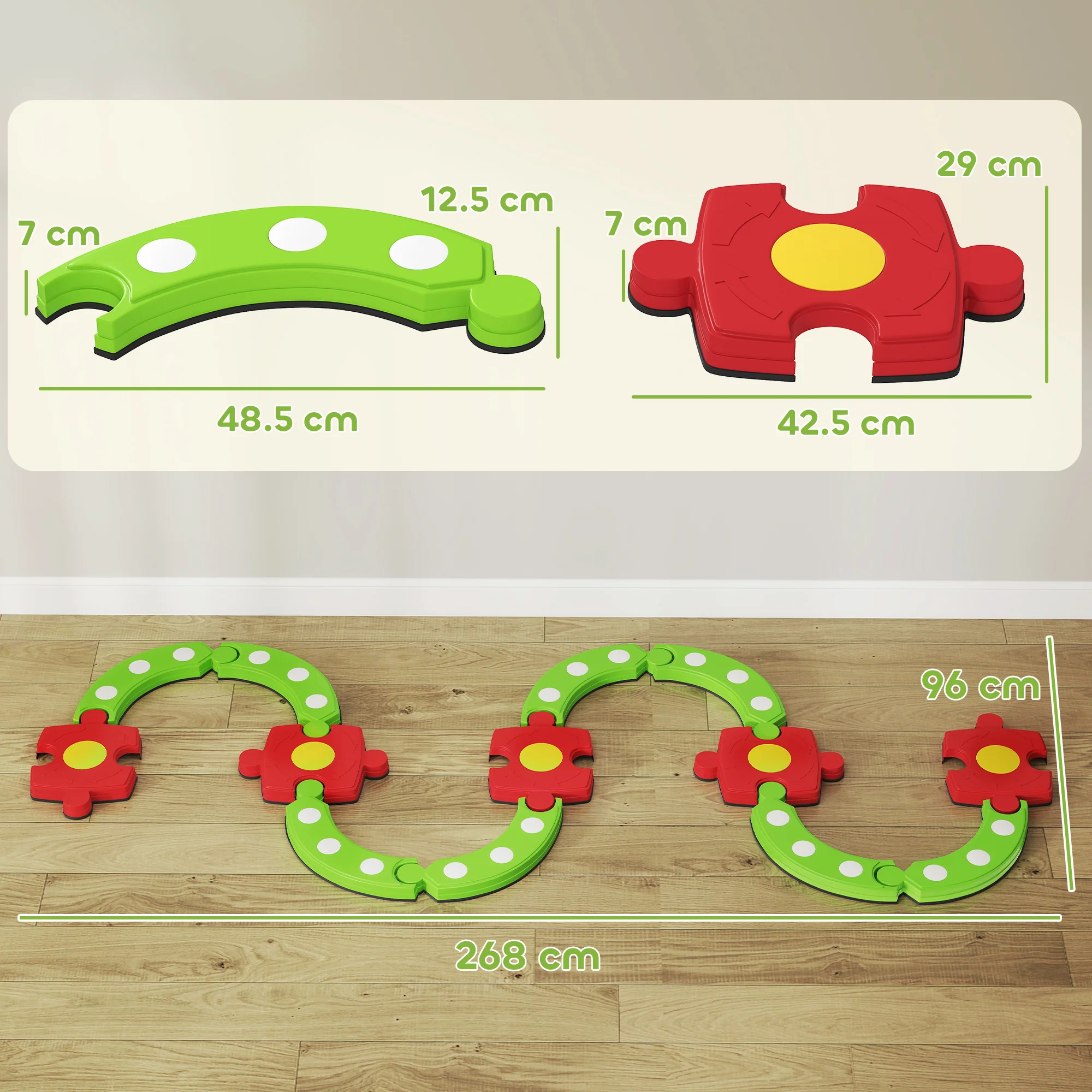 AIYAPLAY Kids Stepping Stones Balance Beam, Outdoor Indoor Sensory Toy Green - Image 5