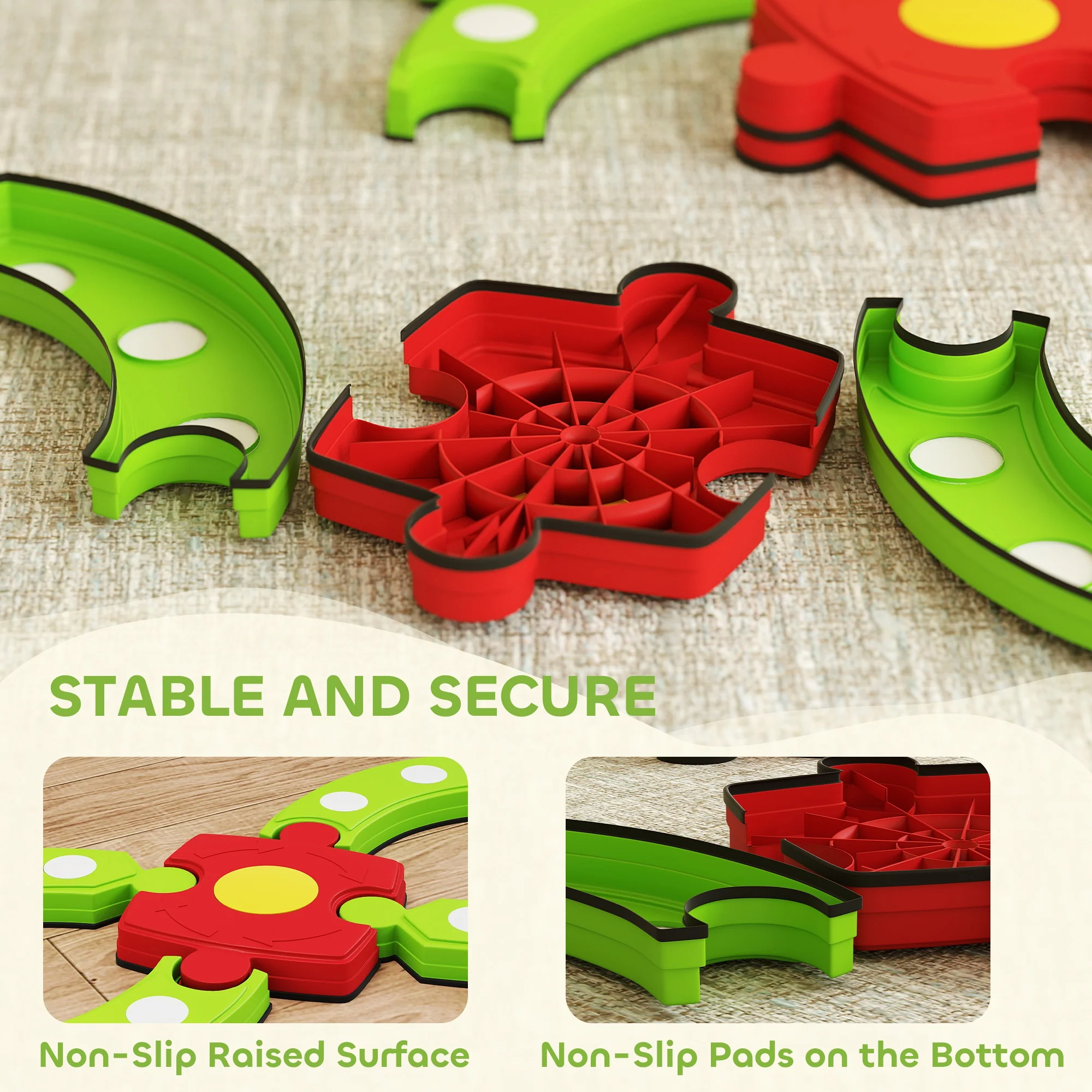 AIYAPLAY Kids Stepping Stones Balance Beam, Outdoor Indoor Sensory Toy Green - Image 9