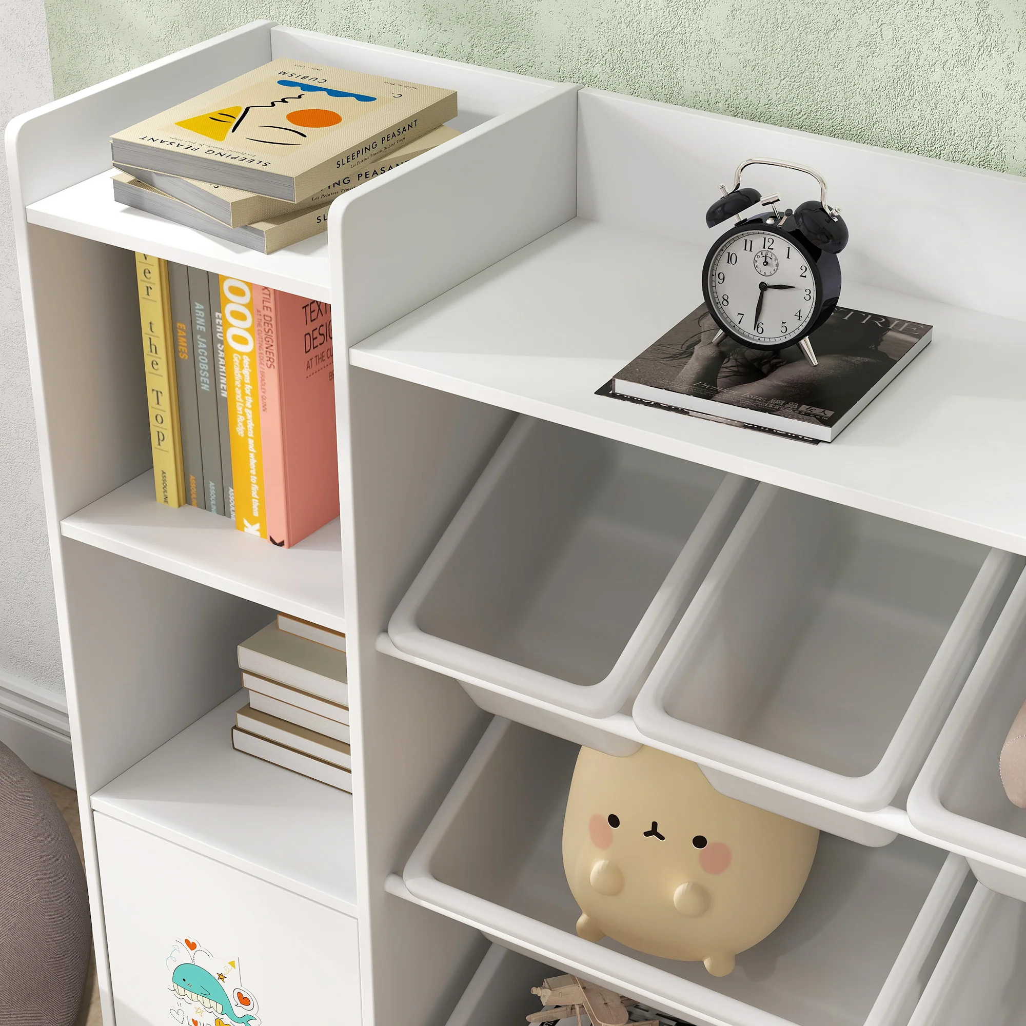 AIYAPLAY Kids Toy Storage Organiser With 8 Removable Storage Bins, White - Image 8