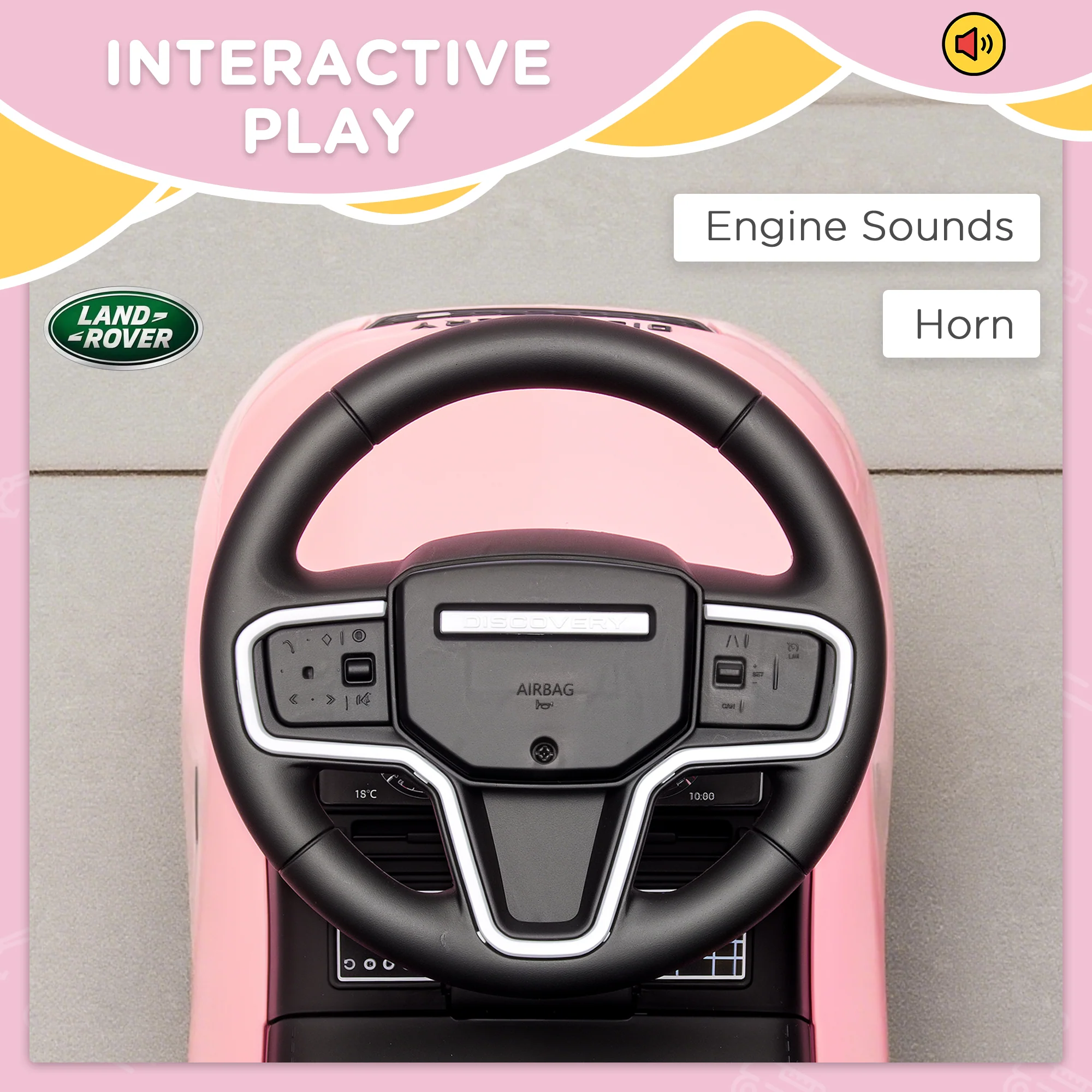 AIYAPLAY Land Rover Licensed Ride On Car For Toddlers 18-36 Months, Pink - Image 4