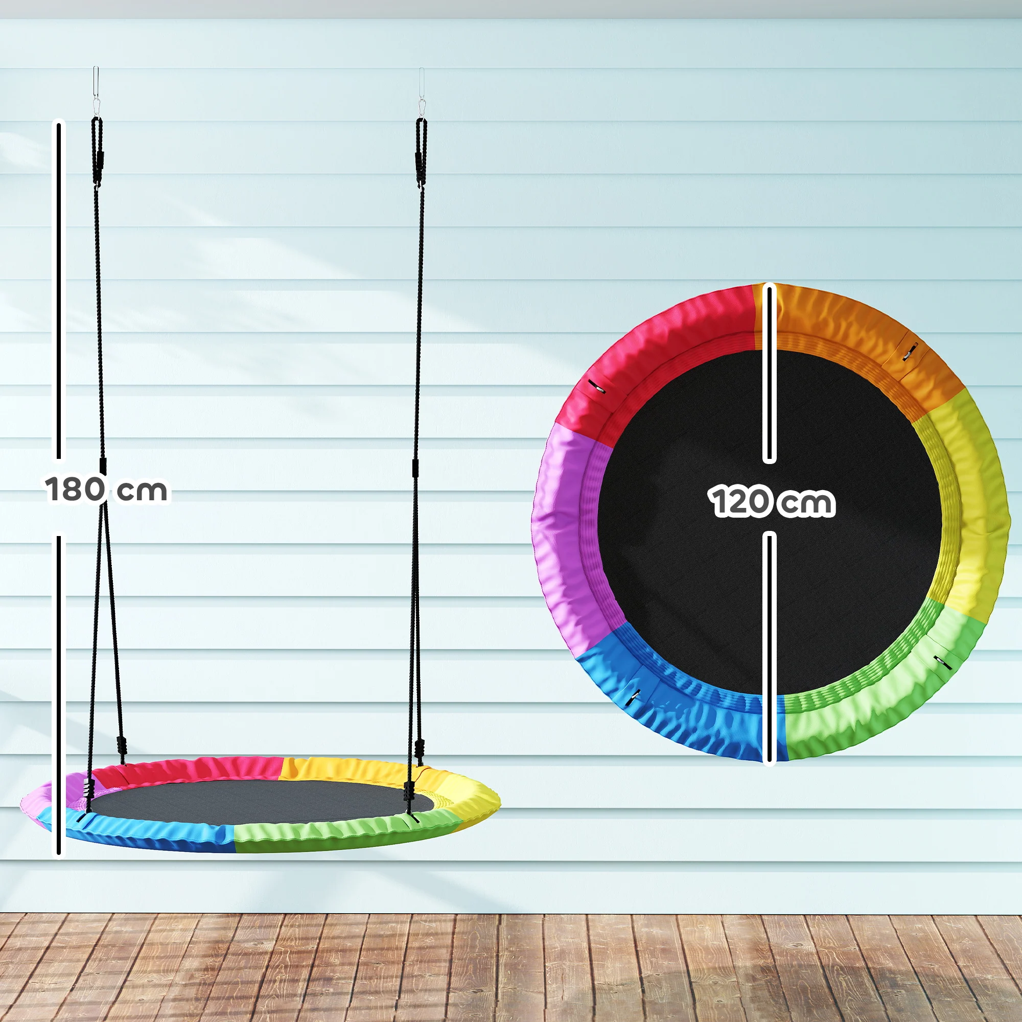 AIYAPLAY Nest Swing Heavy Duty 300kg Waterproof 120 Cm Rainbow - Image 5