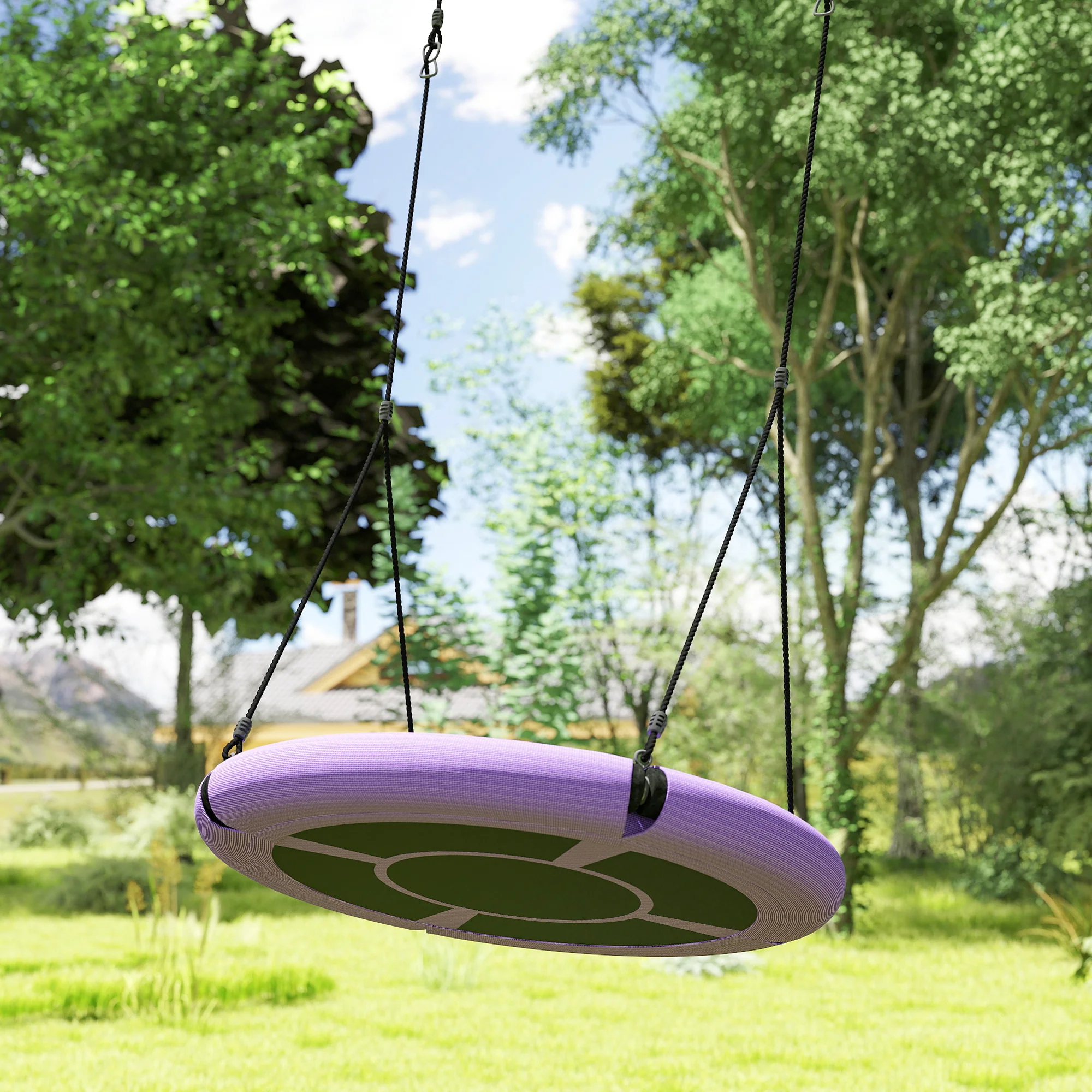 AIYAPLAY Nest Swing Seat, 100 cm Saucer Tree Swing Set for Kids, Purple - Image 17