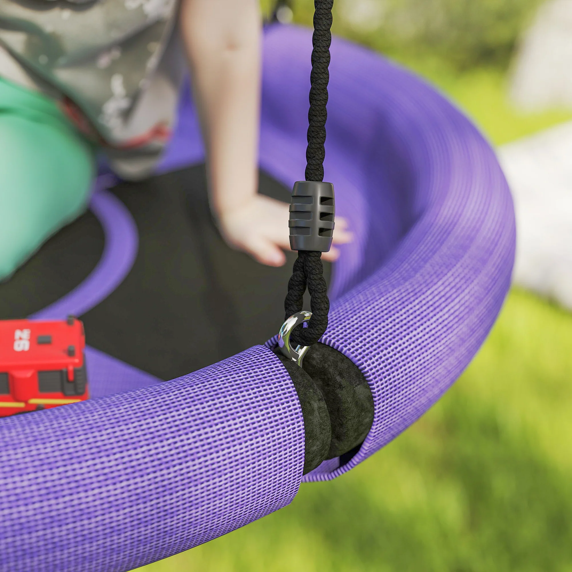 AIYAPLAY Nest Swing Seat, 100 cm Saucer Tree Swing Set for Kids, Purple - Image 18