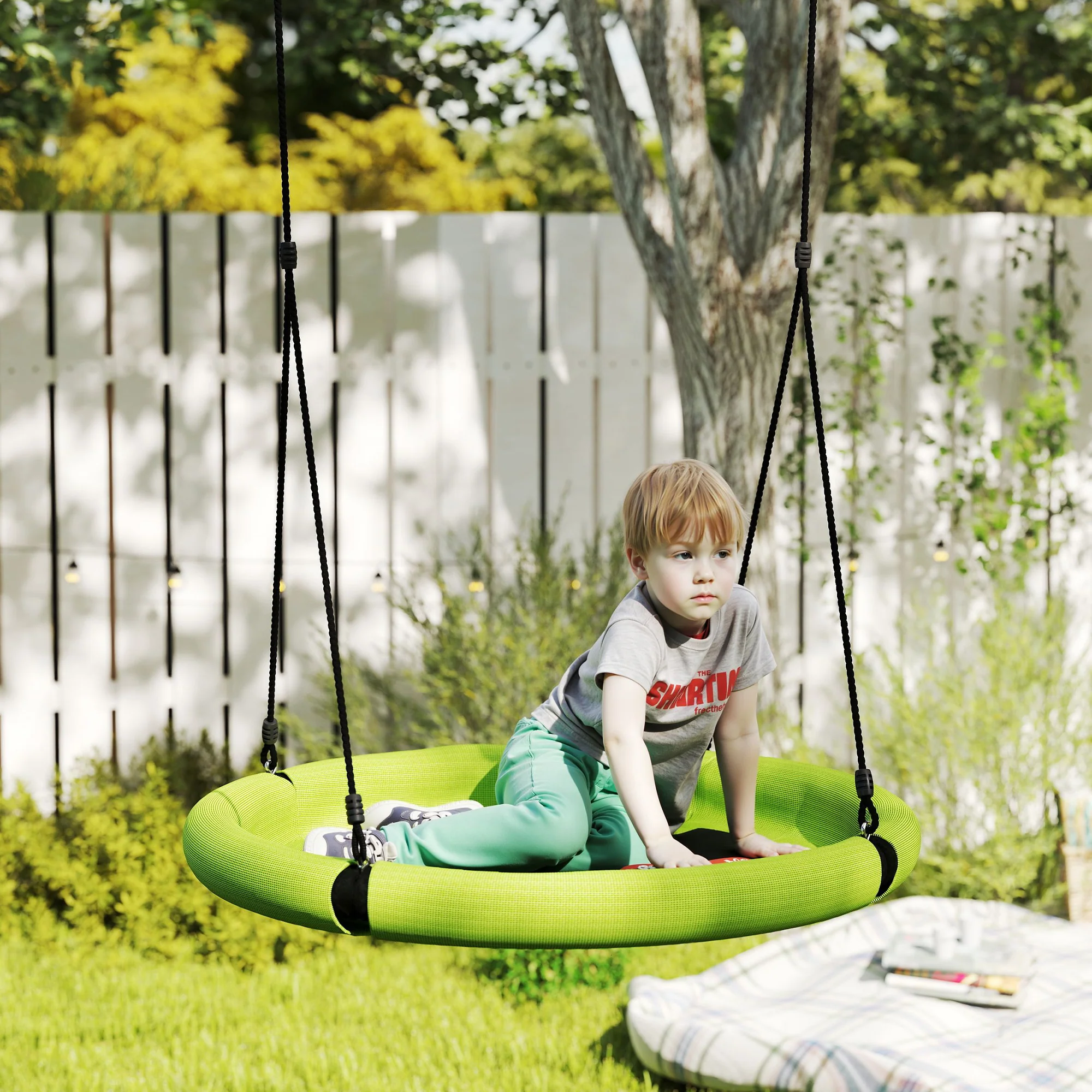 AIYAPLAY Nest Swing Seat, 100 cm Saucer Tree Swing Set for Kids, Purple - Image 2