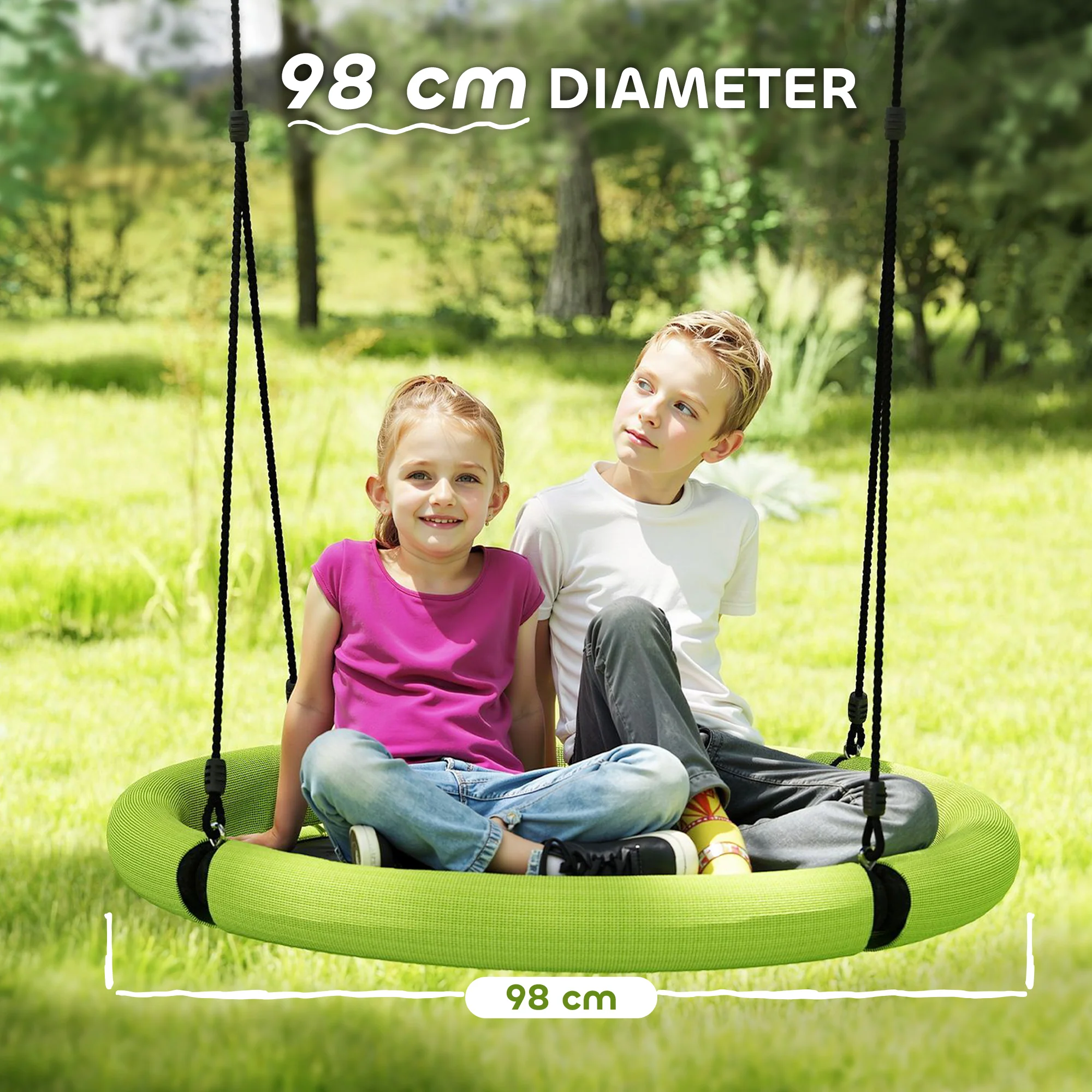 AIYAPLAY Nest Swing Seat, 100 cm Saucer Tree Swing Set for Kids, Purple - Image 4