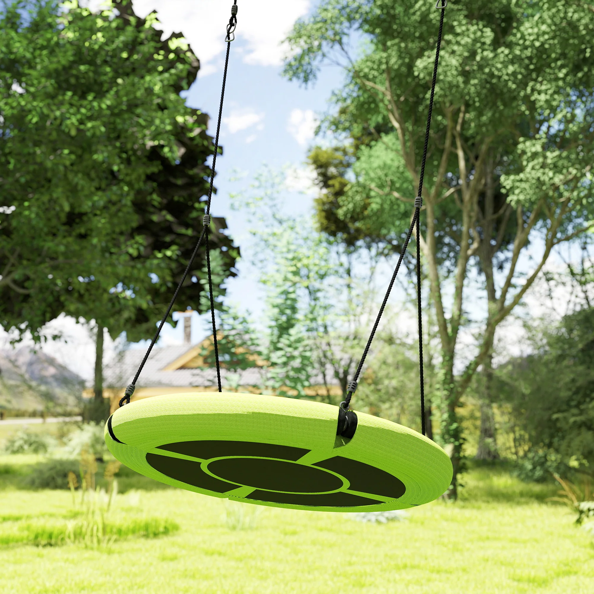 AIYAPLAY Nest Swing Seat, 100 cm Saucer Tree Swing Set for Kids, Purple - Image 8