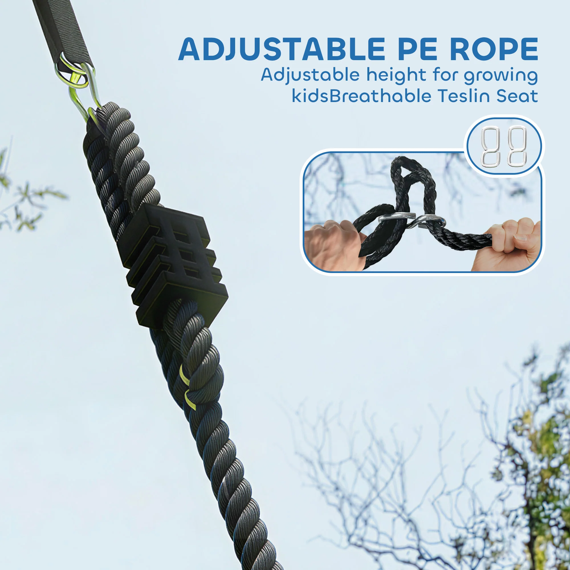 AIYAPLAY Nest Swing With Adjustable Ropes For Kids, Blue - Image 6