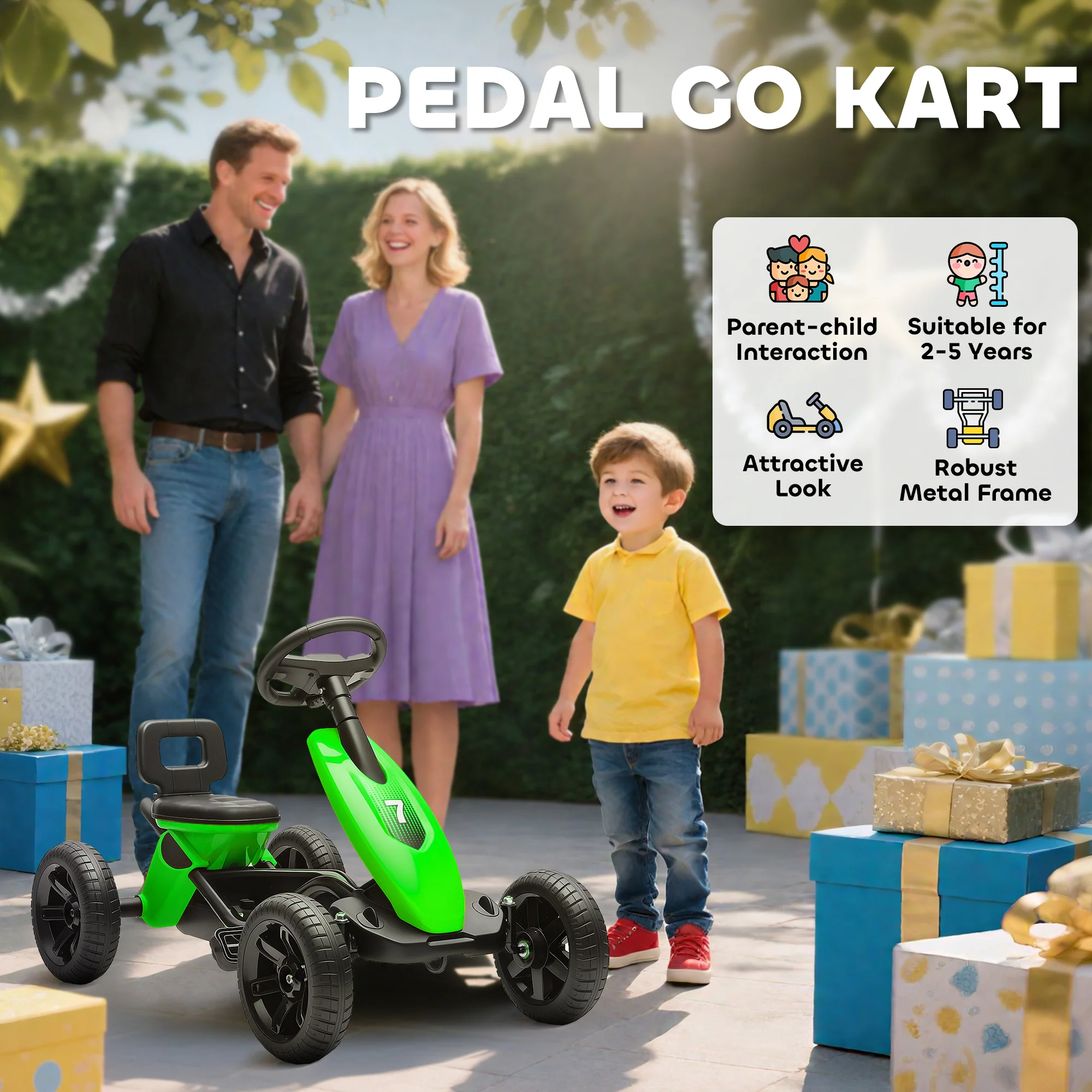 AIYAPLAY Pedal Go-Kart For Kids With Silent EVA Wheels, Metal Frame - Image 12