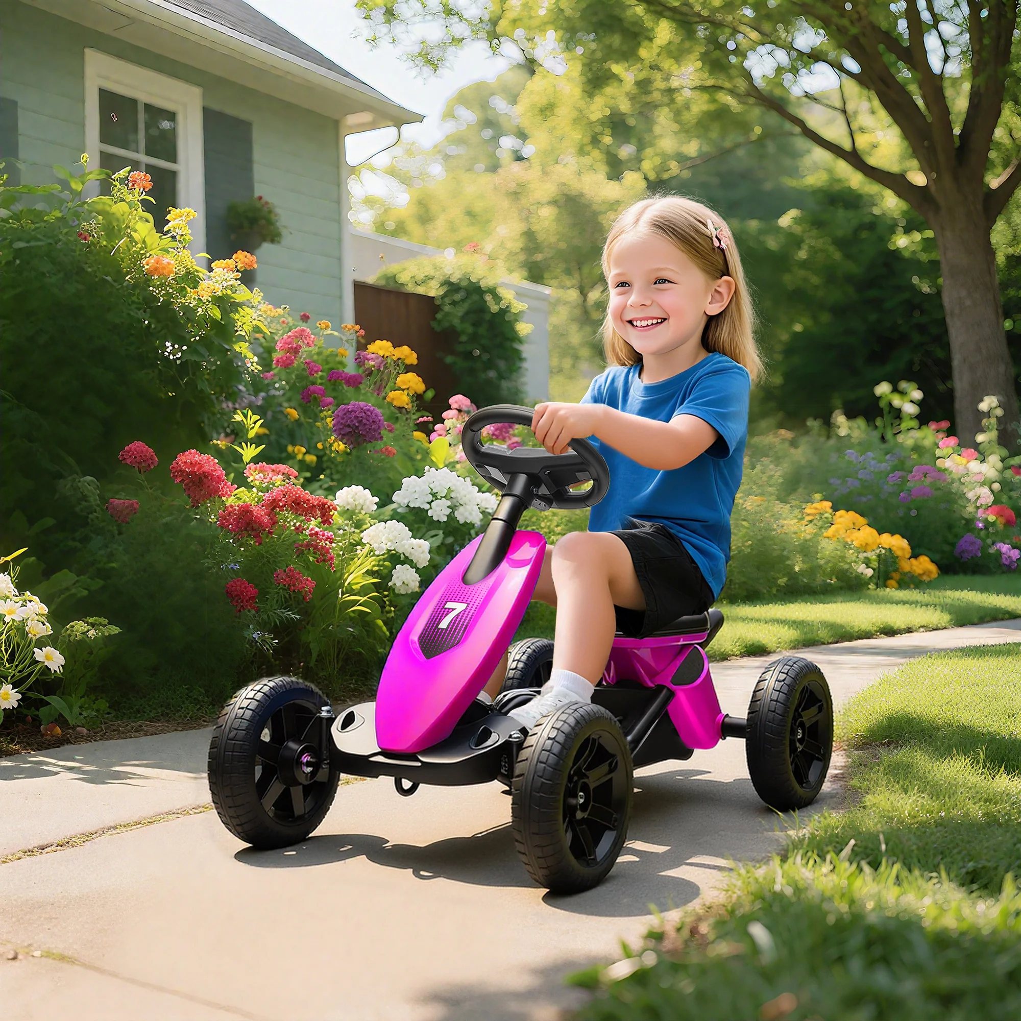 AIYAPLAY Pedal Go-Kart For Kids With Silent EVA Wheels, Metal Frame - Image 20