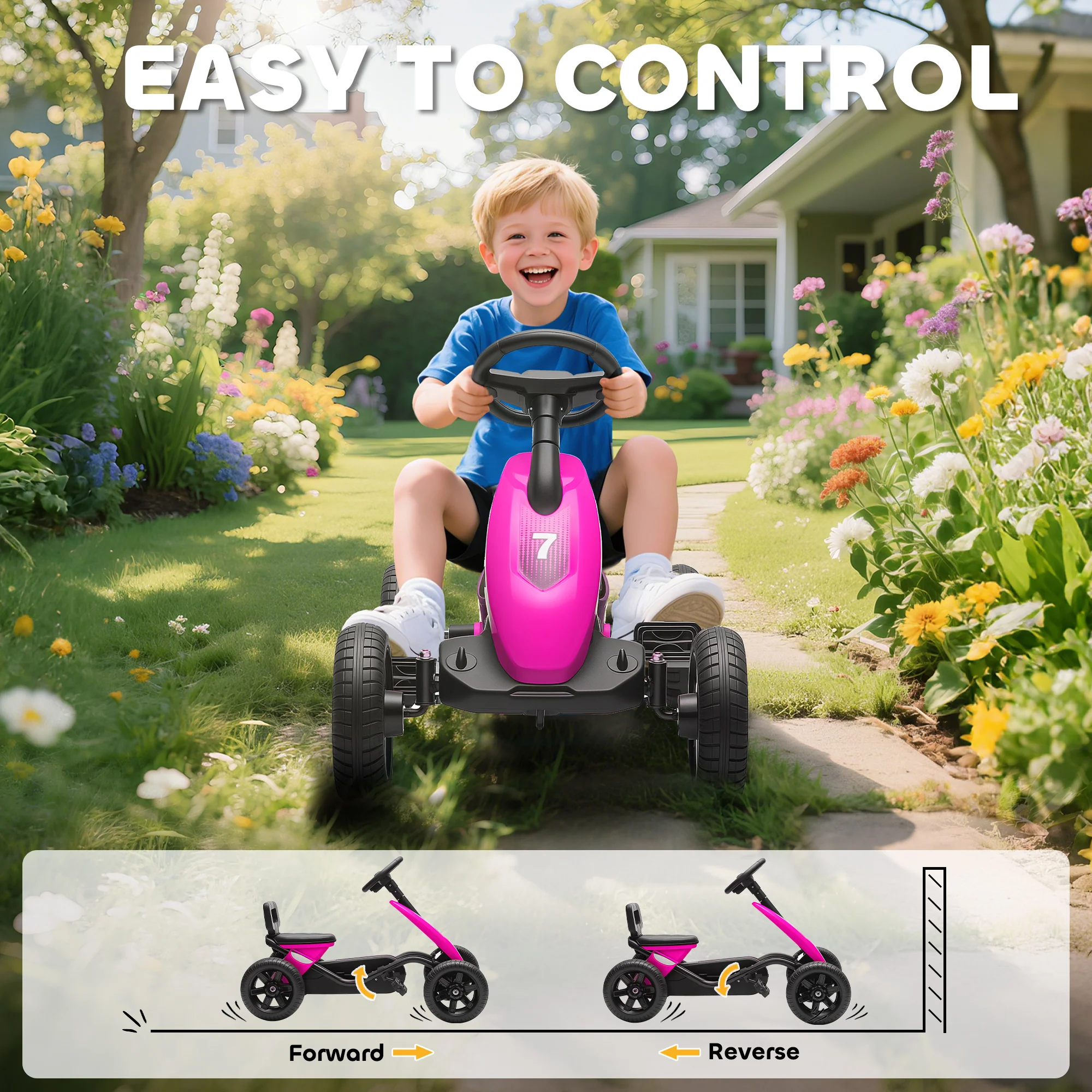AIYAPLAY Pedal Go-Kart For Kids With Silent EVA Wheels, Metal Frame - Image 24