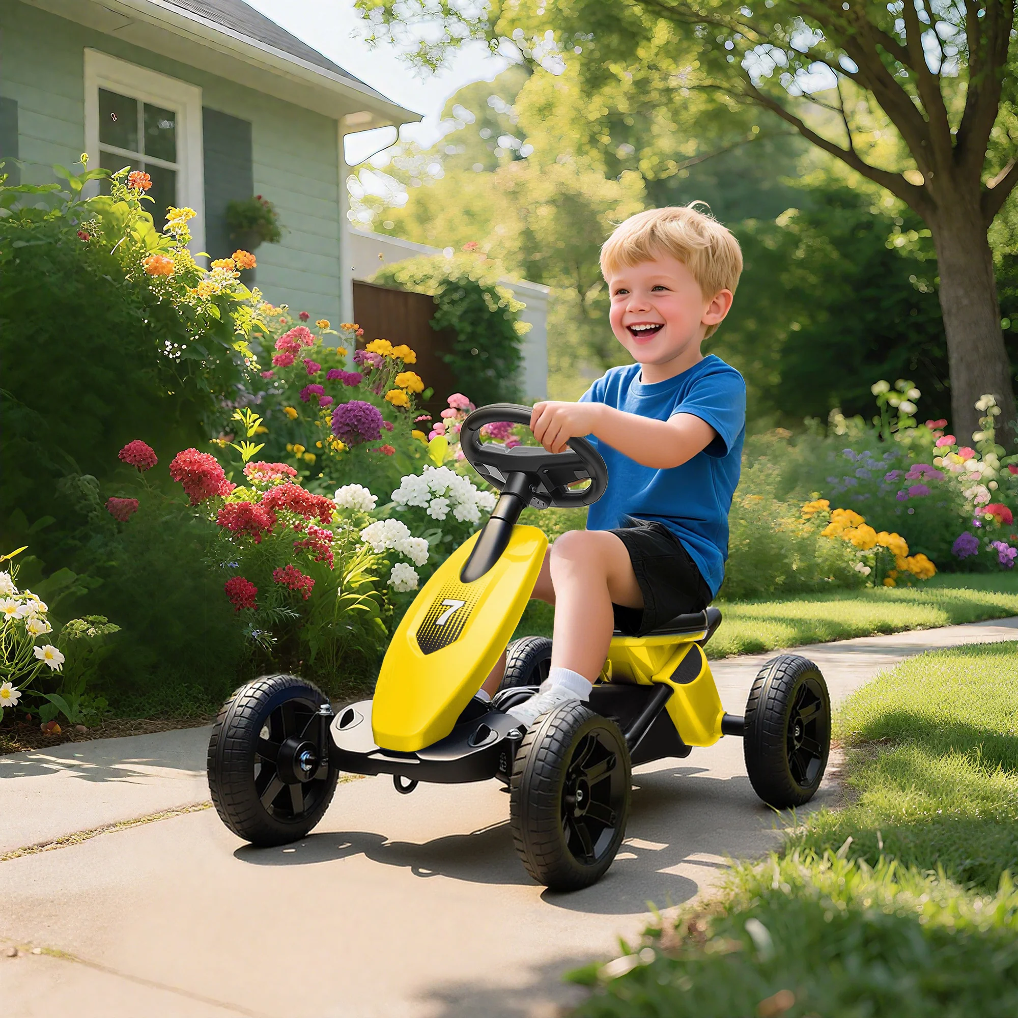 AIYAPLAY Pedal Go-Kart For Kids With Silent EVA Wheels, Metal Frame - Image 29