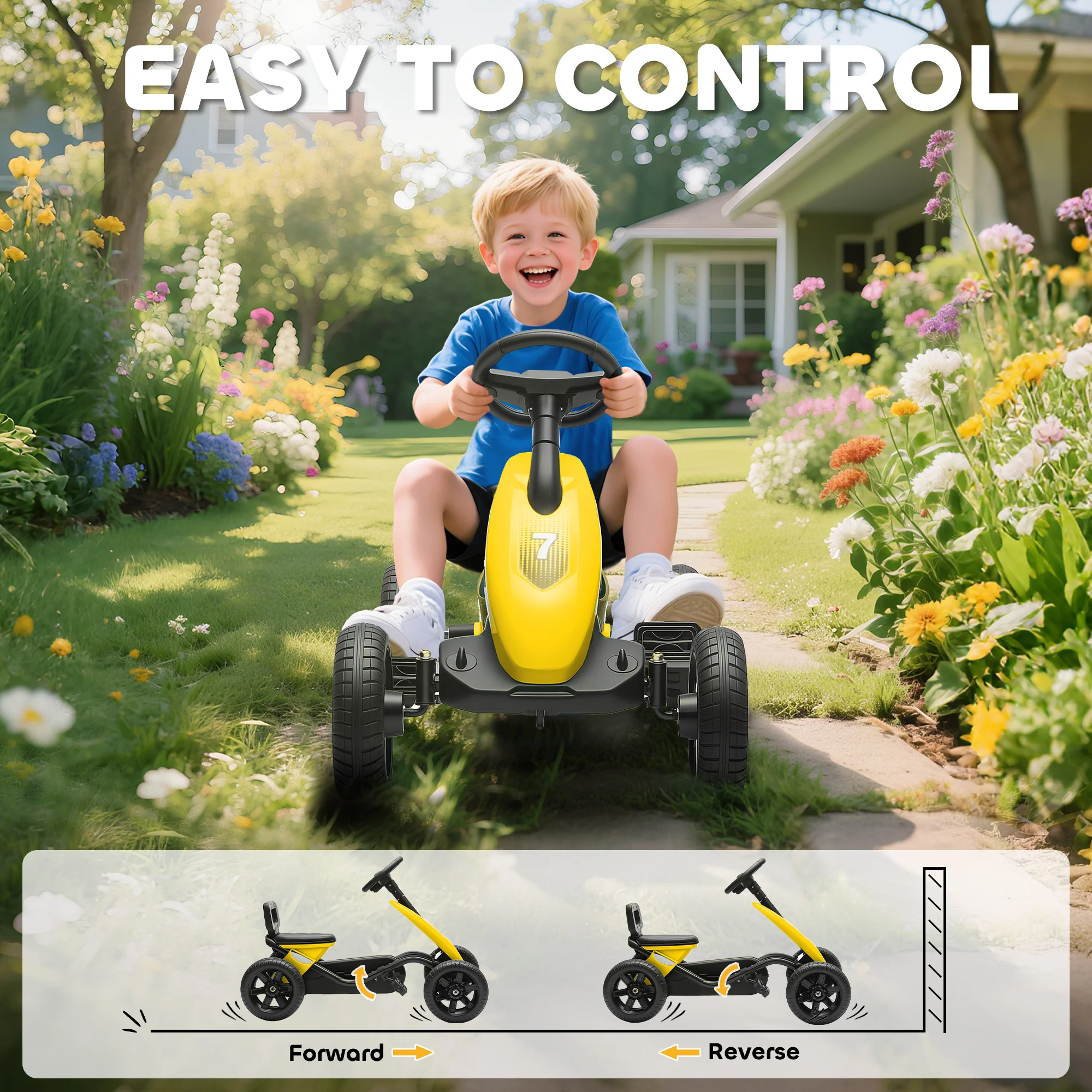 AIYAPLAY Pedal Go-Kart For Kids With Silent EVA Wheels, Metal Frame - Image 33